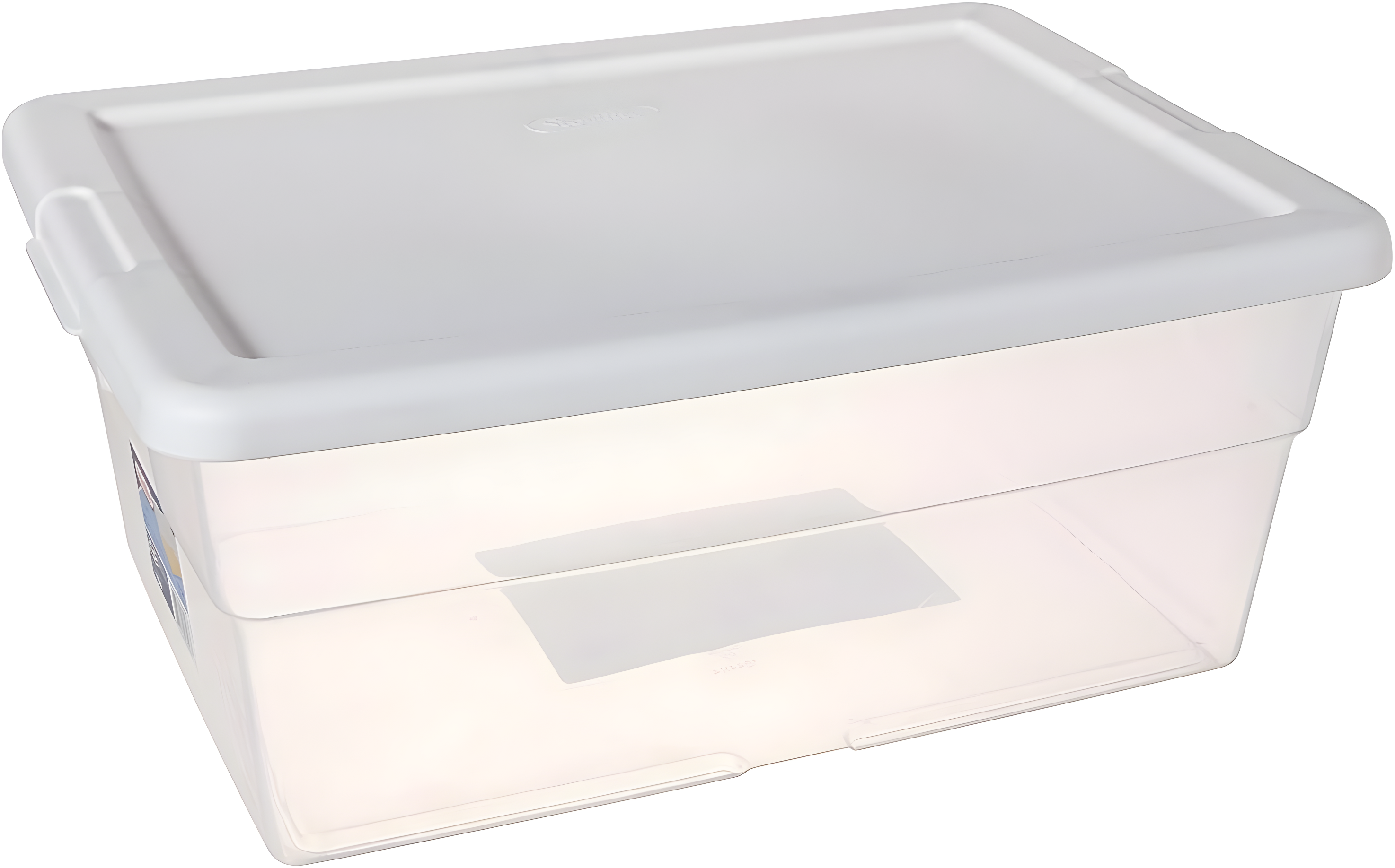 Sterilite 16 Quart Basic Clear Storage Box with White Lid (Pack of 2)