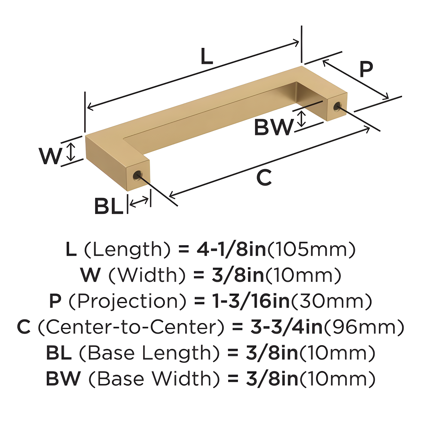 Amerock Monument 3-3/4 inch (96mm) Center-to-Center Champagne Bronze Cabinet Pull
