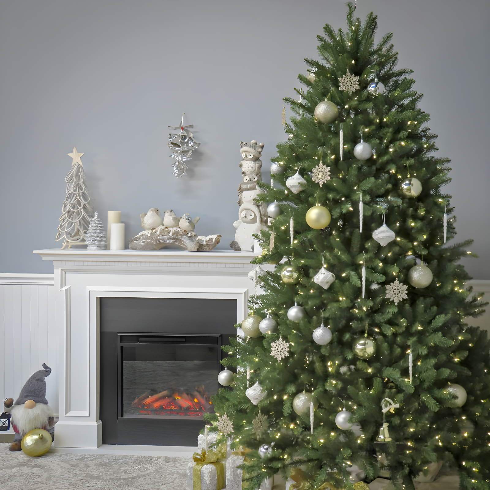 6.5' Prelit Dunhill Fir Artificial Christmas Tree White Lights - National Tree Company
