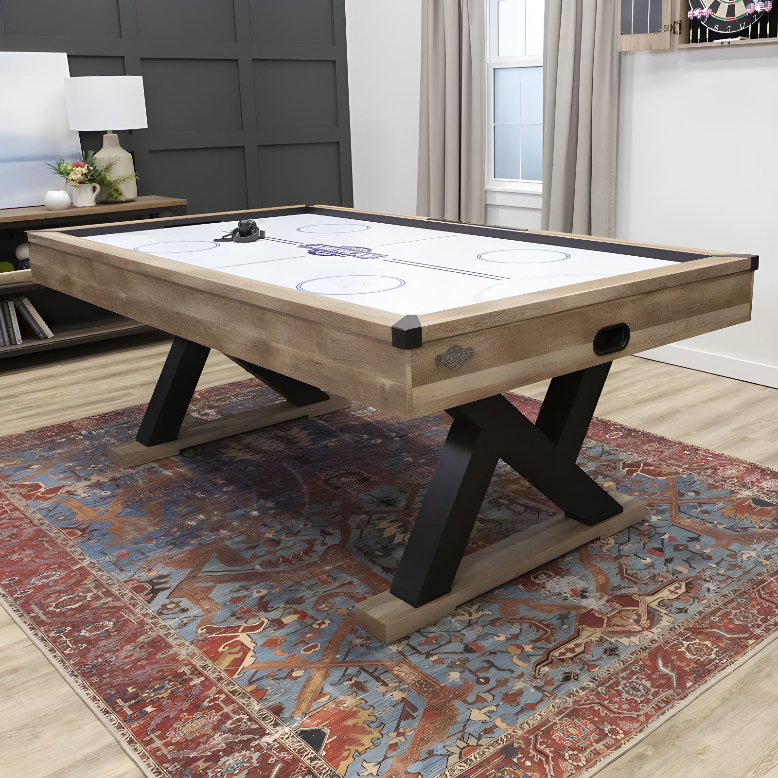 American Legend Kirkwood American Legend 84" Air Hockey Table with Rustic Wood Finish and Digital Scoreboard & Reviews | Wayfair