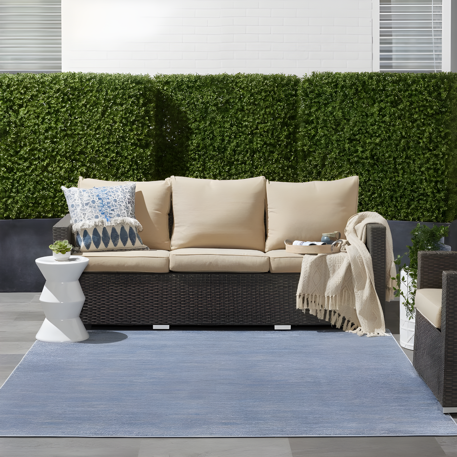 Nourison Nourison Essentials NRE01 Indoor/outdoor Area Rug - Blue/Grey 5' x square
