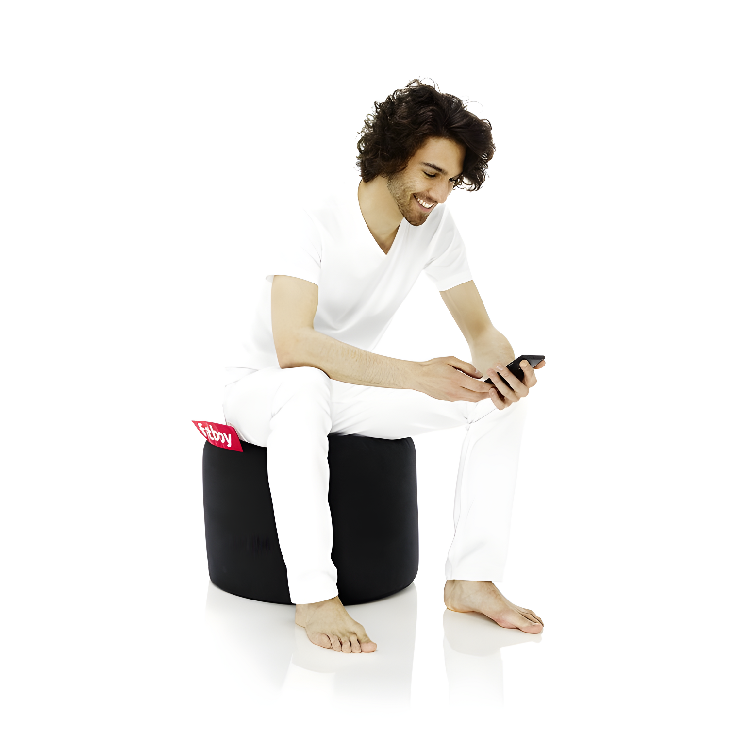 Point Stonewashed Pouf Ottoman