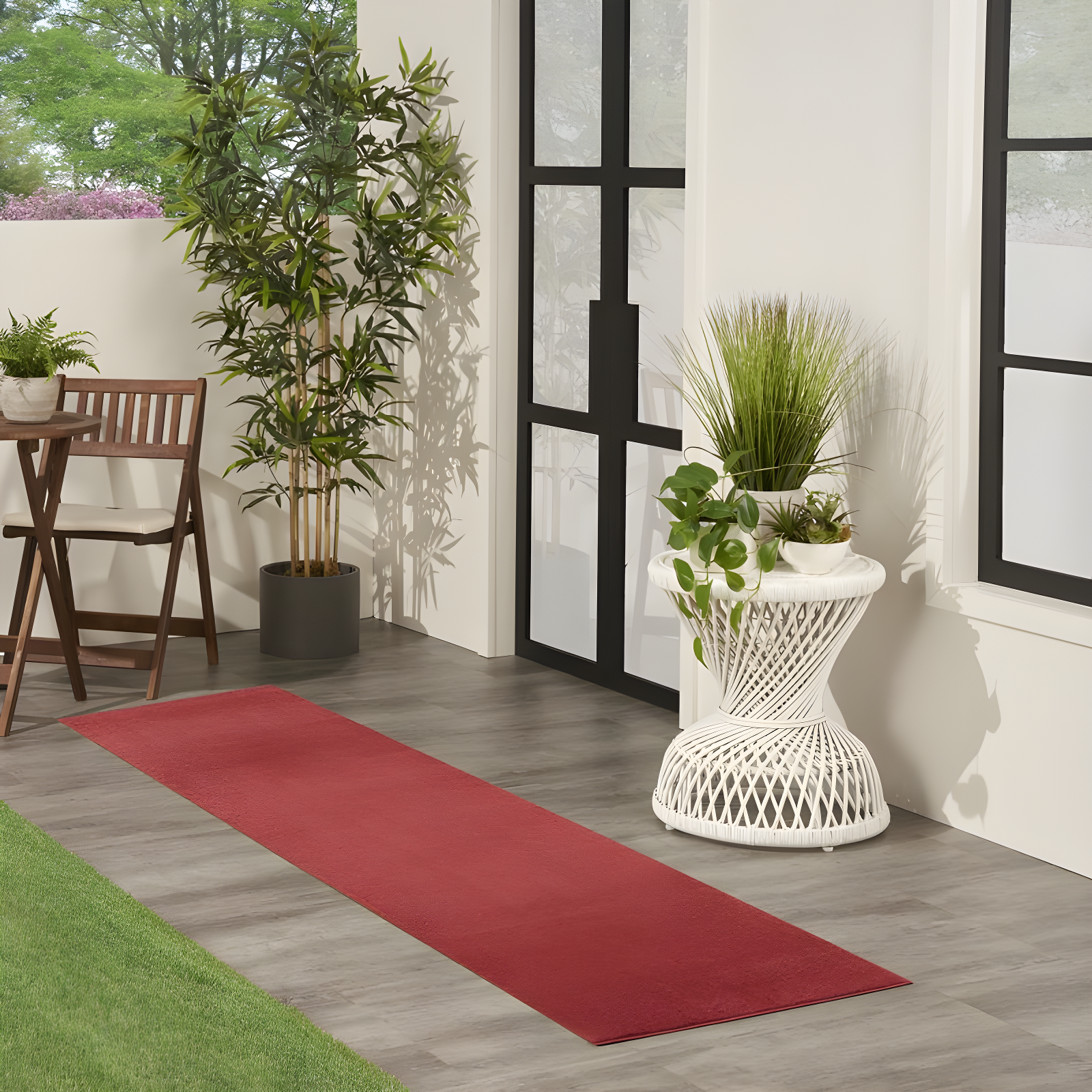 Nourison Essentials Easy Care Indoor Outdoor Area Rug - Brick Red 2' x 6'