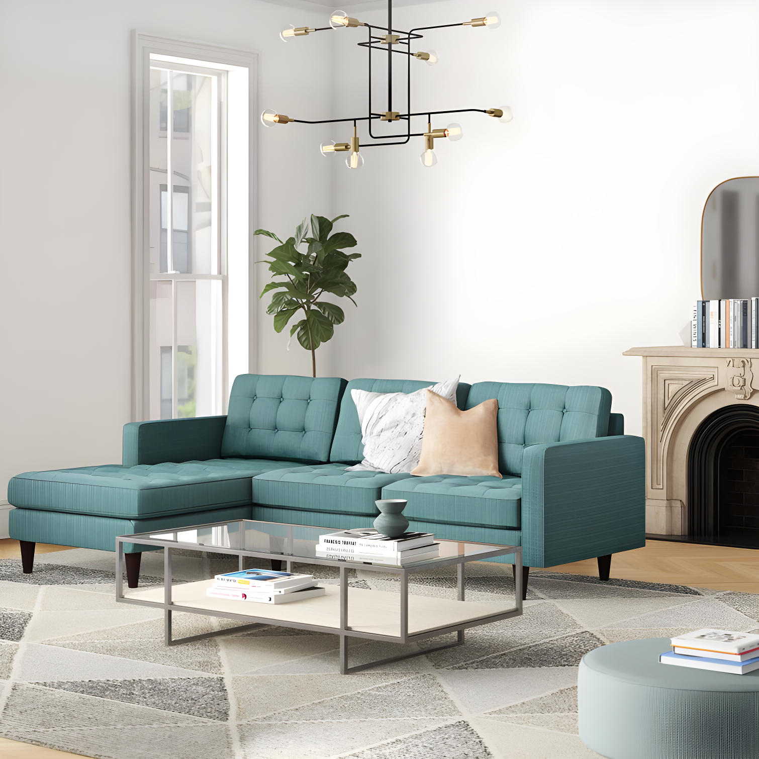 Modway Empress 2 Piece Upholstered Fabric Sectional