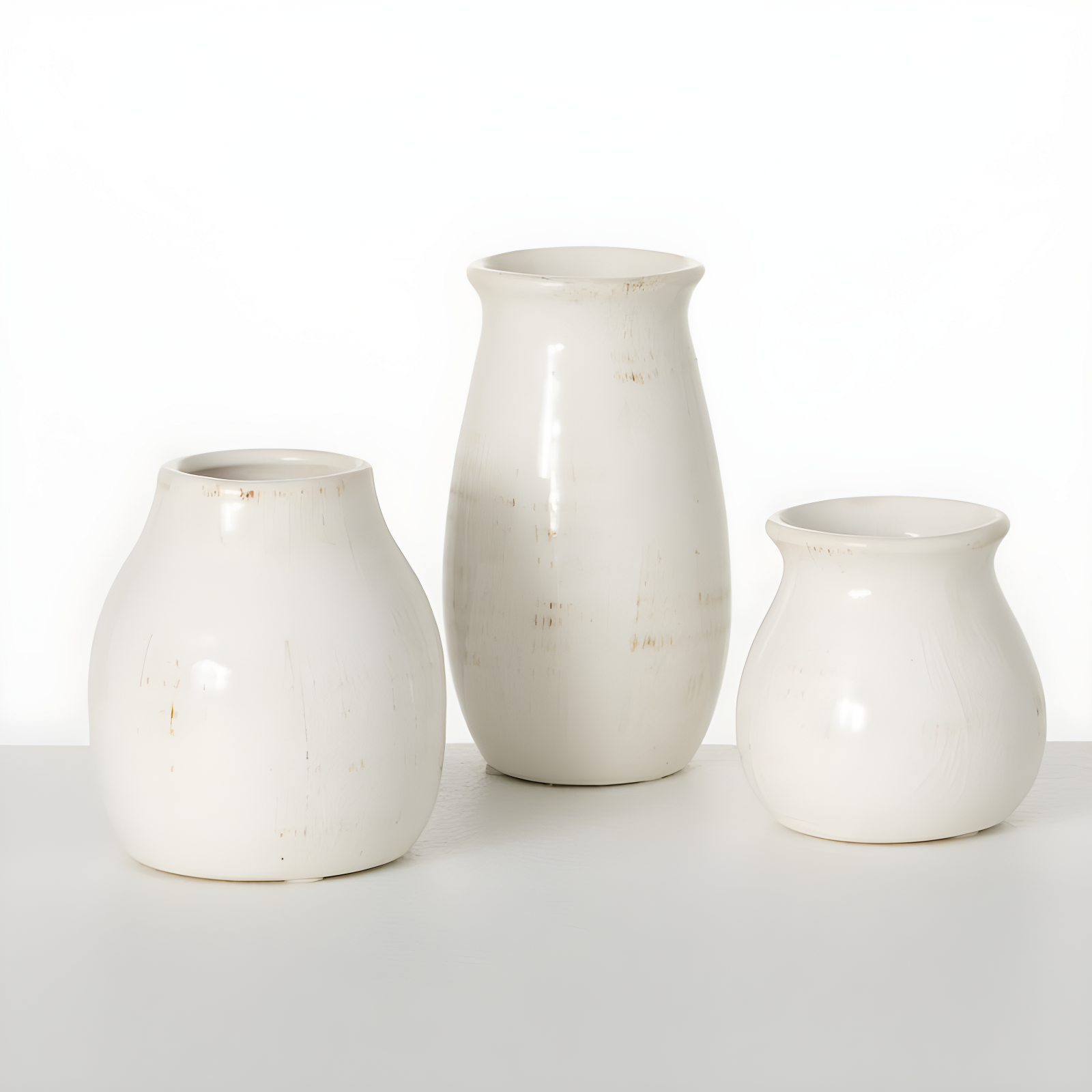 Sullivans Set of 3 Petite Ceramic Vases 3"H, 4.5"H & 5.5"H White