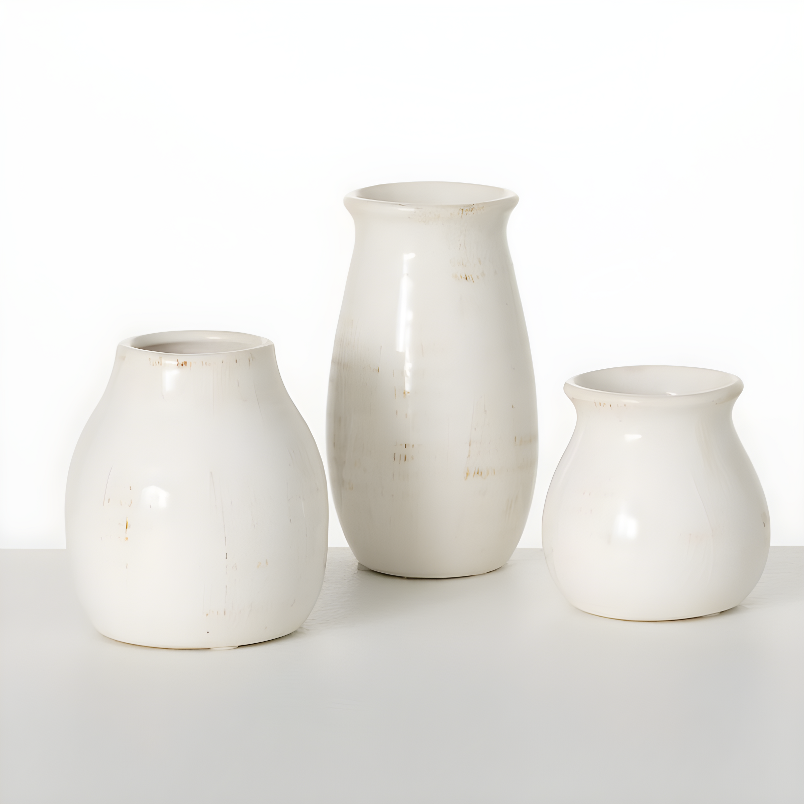 Sullivans Set of 3 Petite Ceramic Vases 3"H, 4.5"H & 5.5"H White