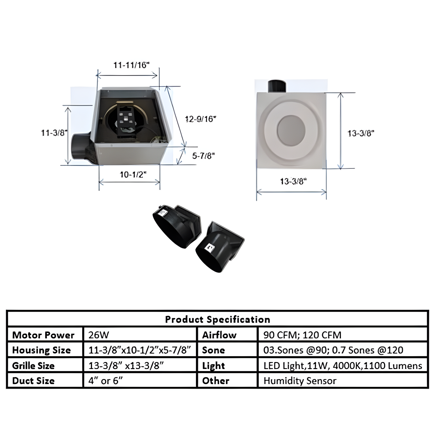 SlimFit 120 CFM Bathroom Fan