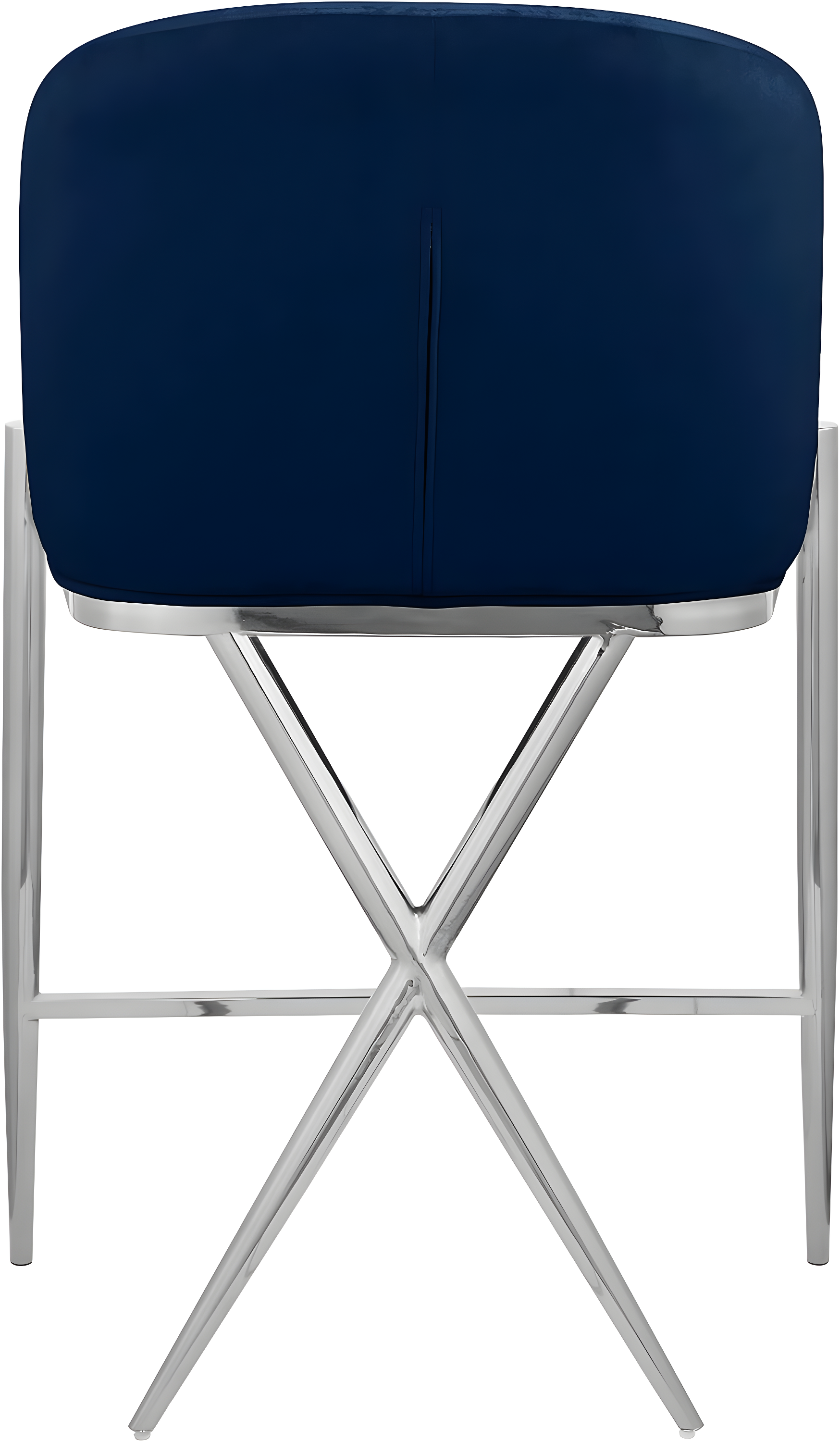Xavier Navy Velvet Counter Stool with Chrome Metal Legs