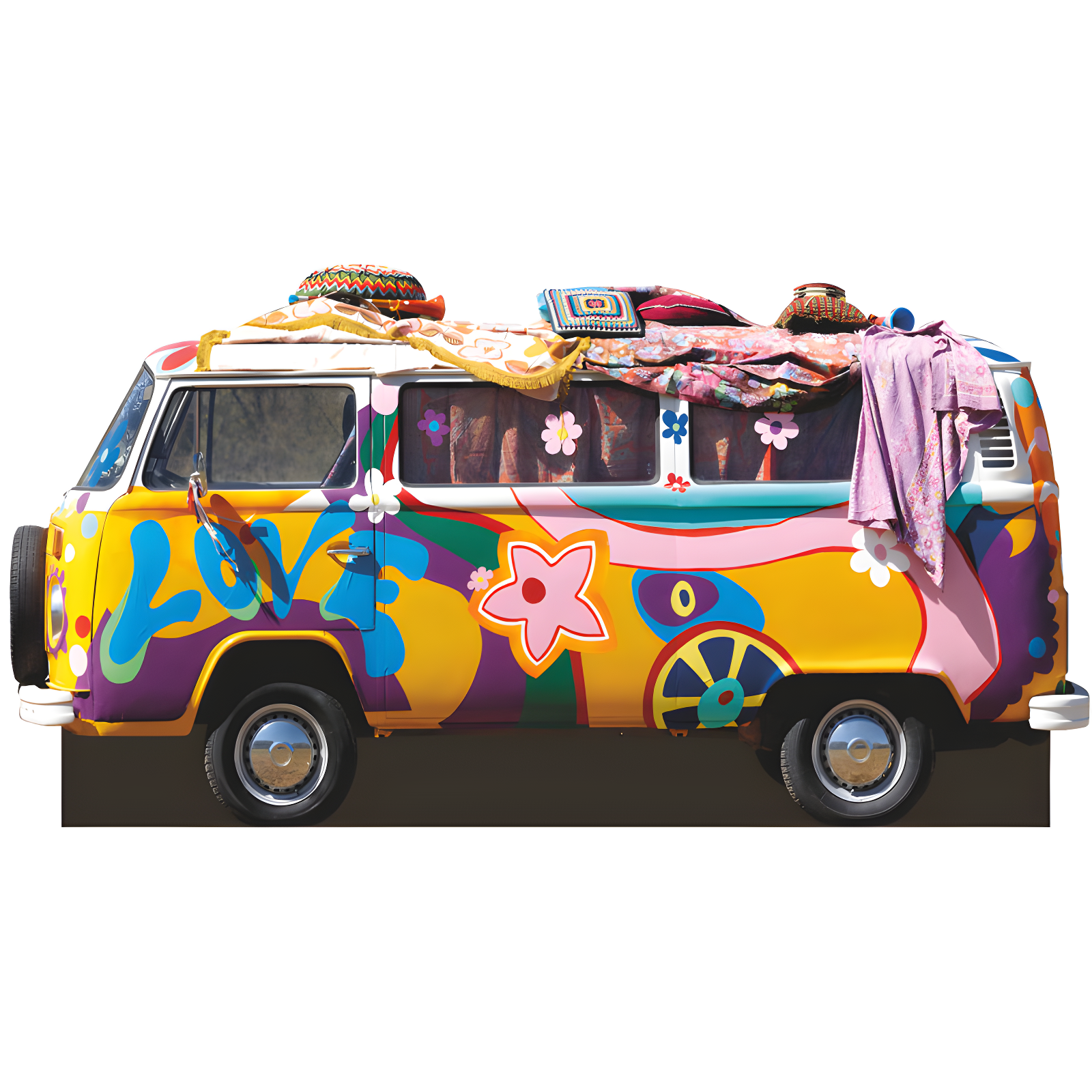 Wet Paint Printing 47" Hippie Van Groovy Car 60S Woodstock Cardboard Cutout Standup