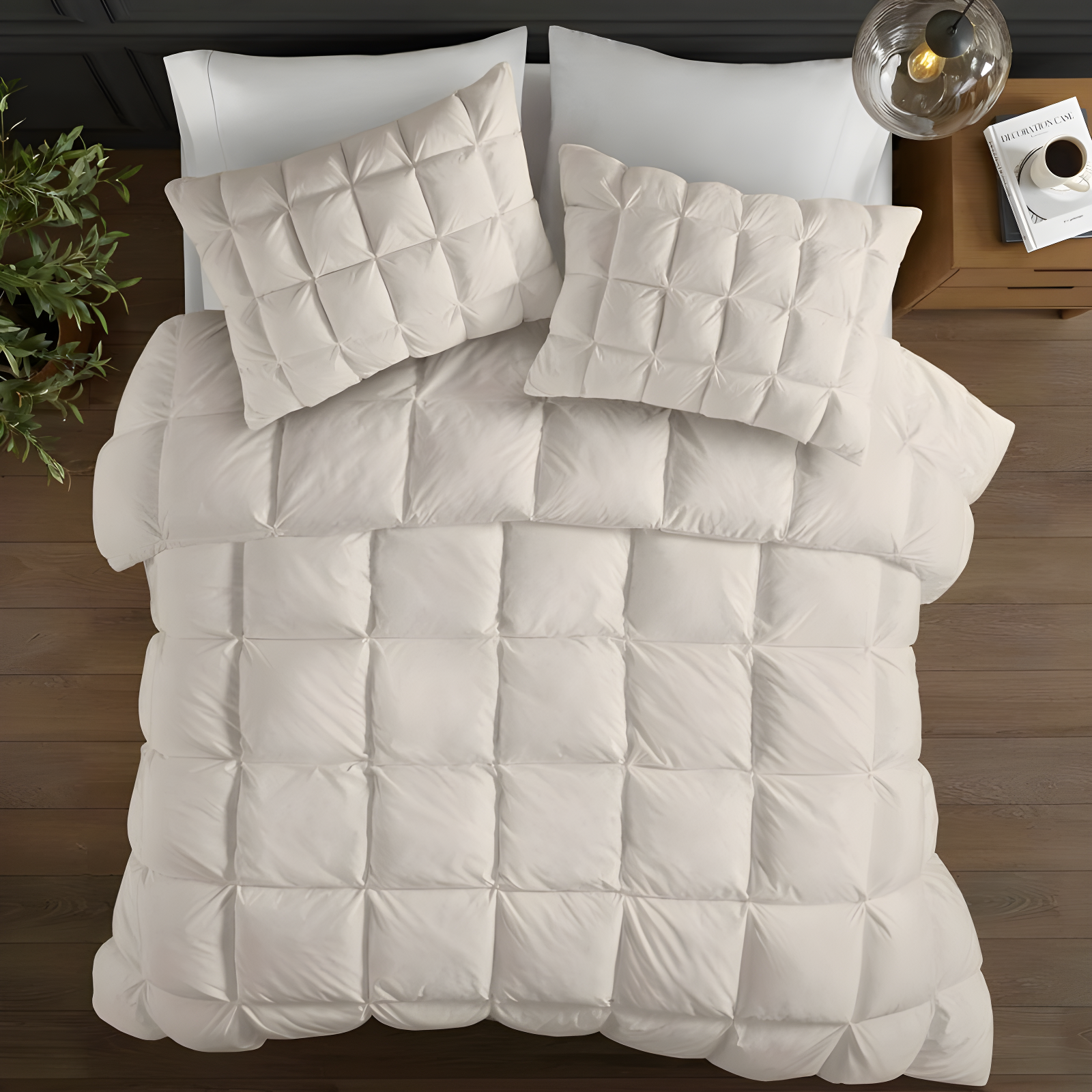 Madison Park King/California King Stay Puffed Overfilled Down Alternative Comforter Tan: Microfiber, Quilted, OEKO-TEX Certified