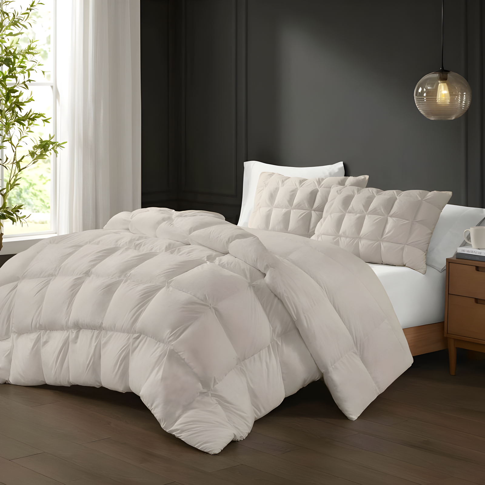 Madison Park King/California King Stay Puffed Overfilled Down Alternative Comforter Tan: Microfiber, Quilted, OEKO-TEX Certified