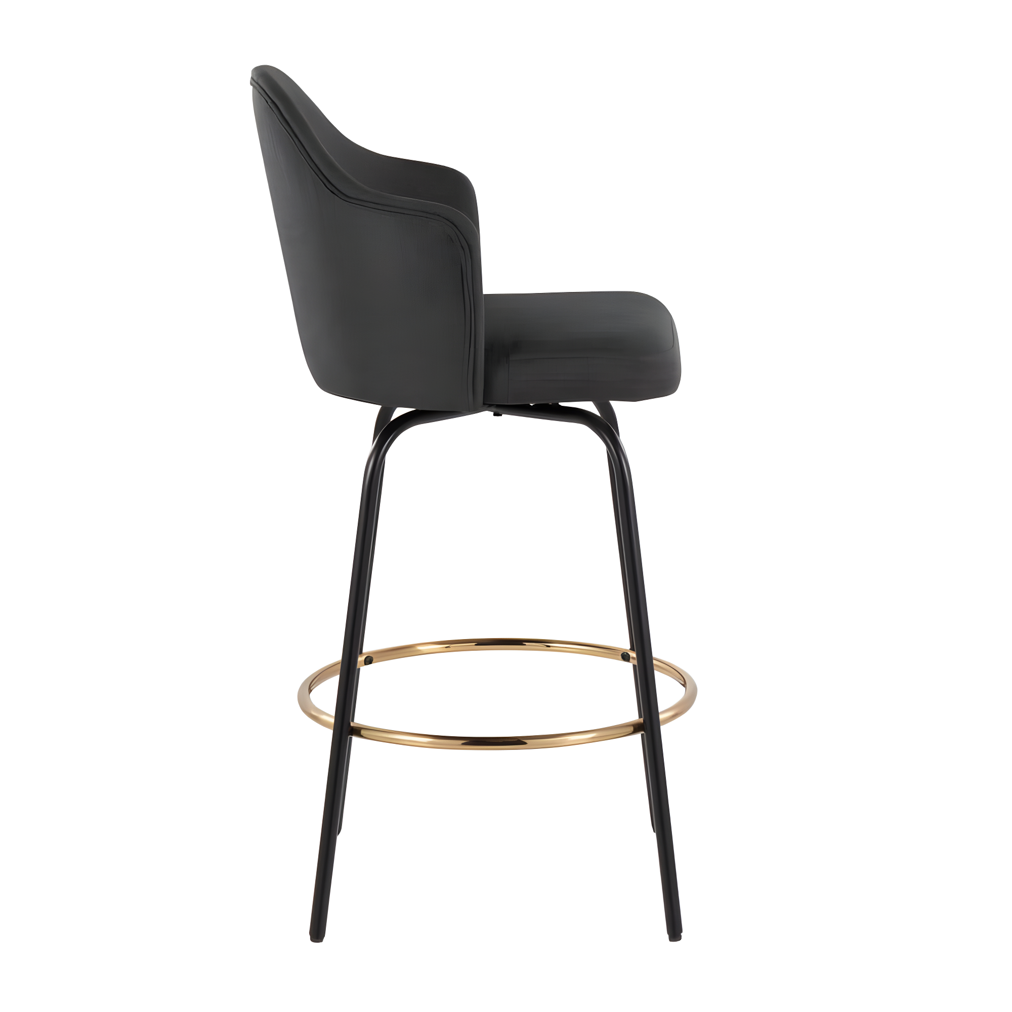 Dark Gray Swivel Wood and Metal Bar Stool