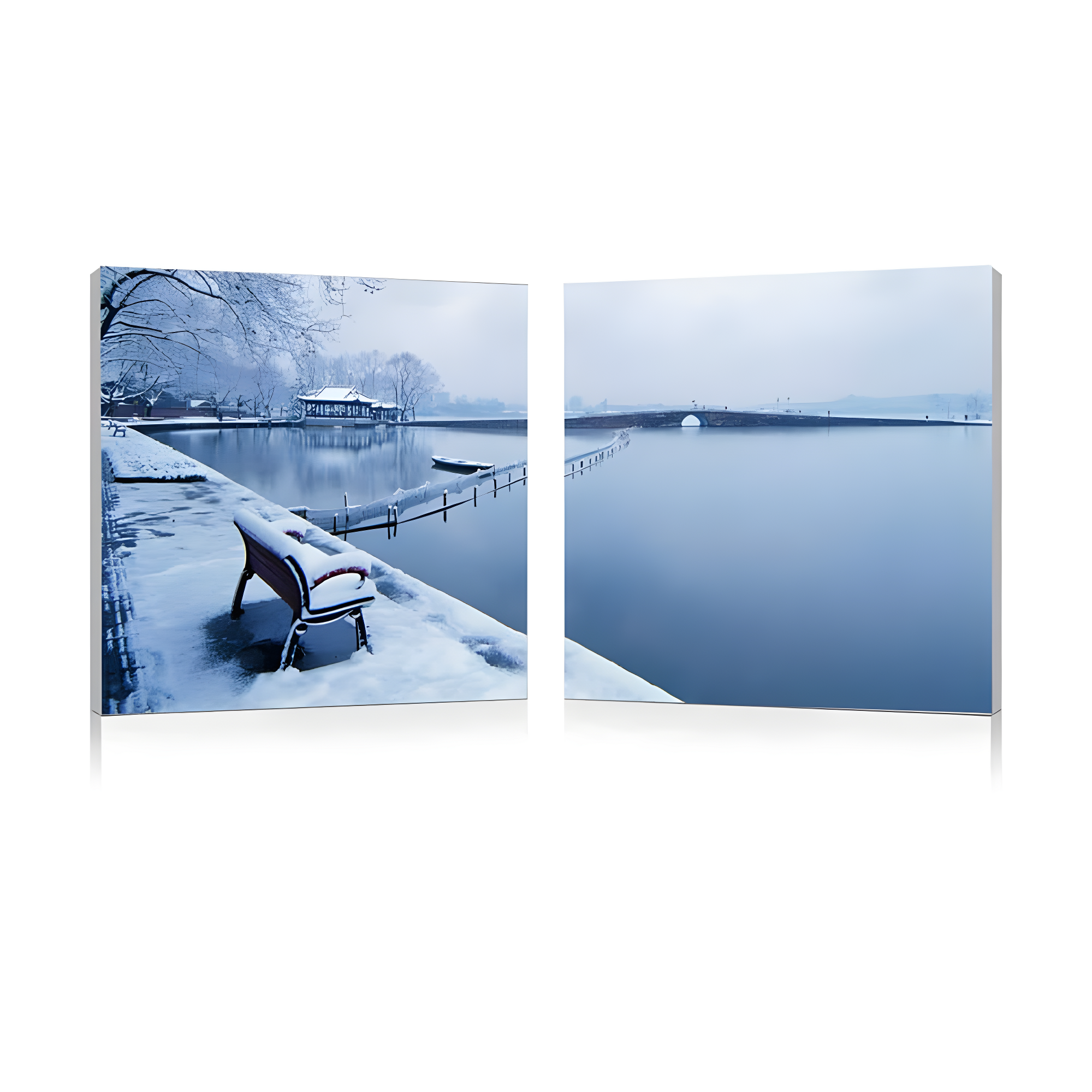 Wintry Wonder 20" Square Canvas Landscape Print Set