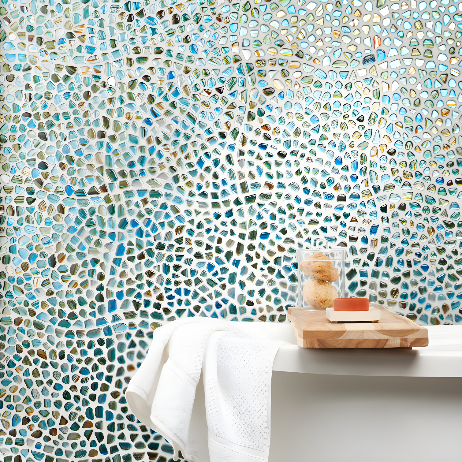 Bond Tile Fractal Pebble 11.88 in. x 11.88 in. Polished Glass Wall Mosaic Tile (0.98 Sq. Ft. / Each)