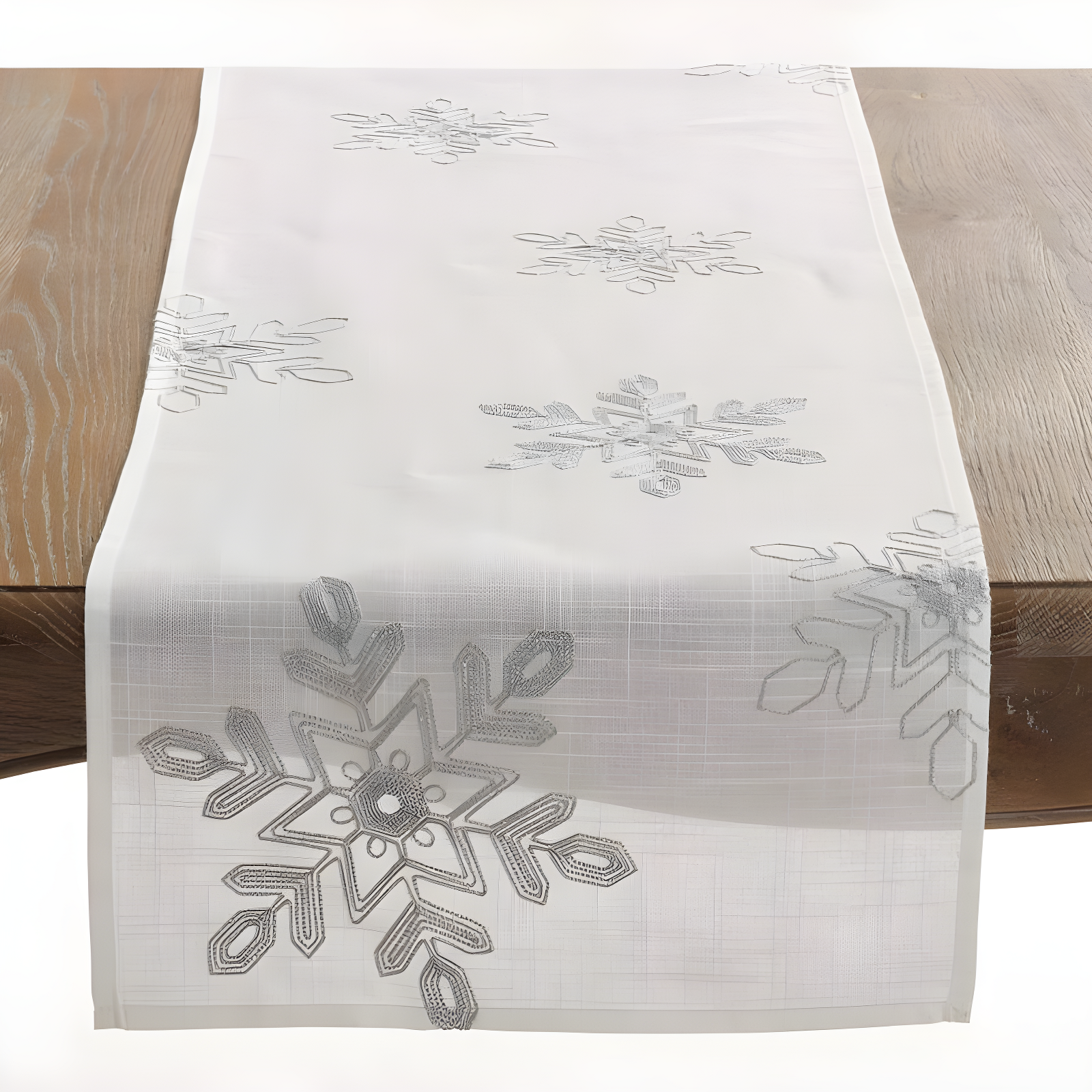 16" X 90" Snowflake Runner Silver - SARO Lifestyle