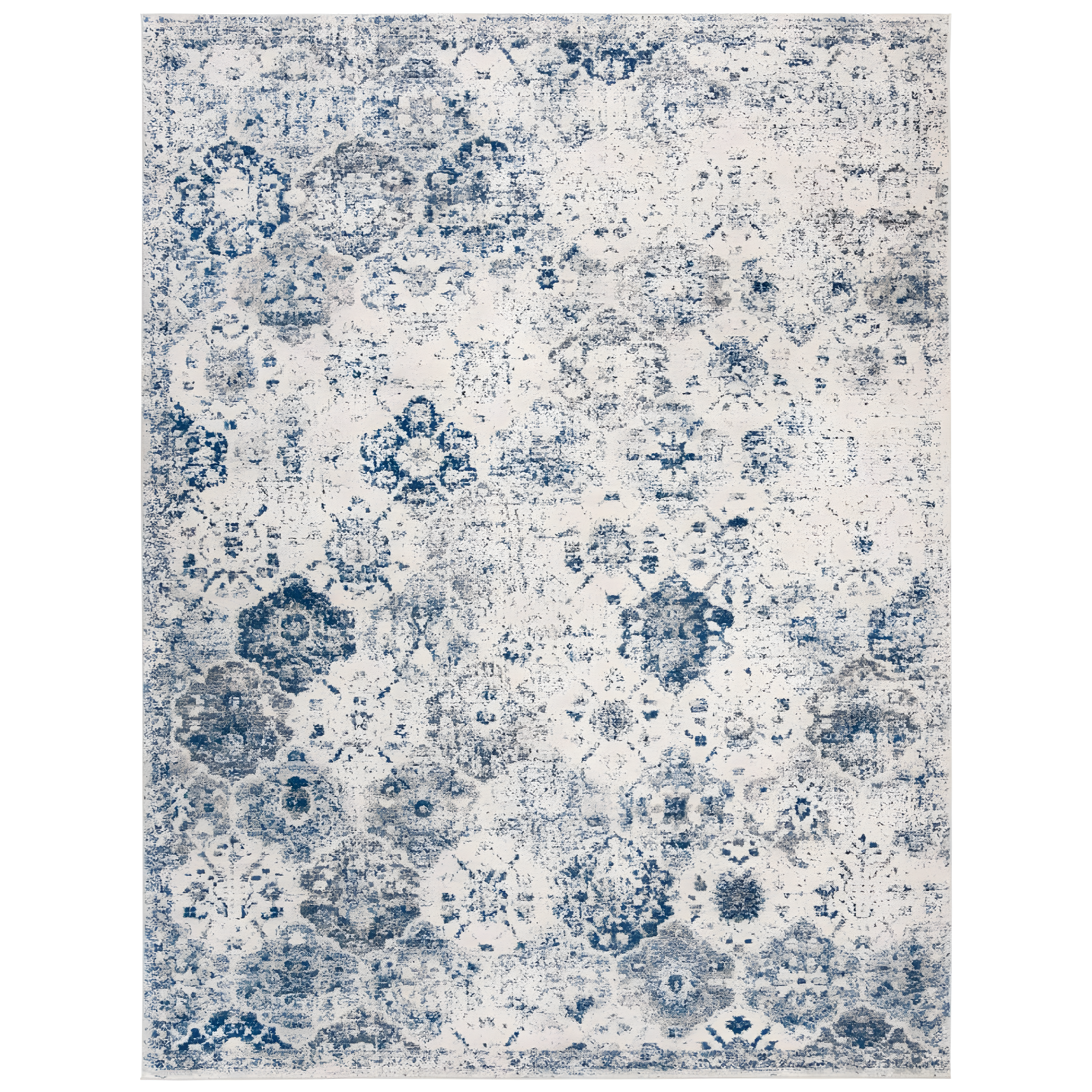 SAFAVIEH Madison Judith Distressed Area Rug, White/Royal Blue, 10' x 14'