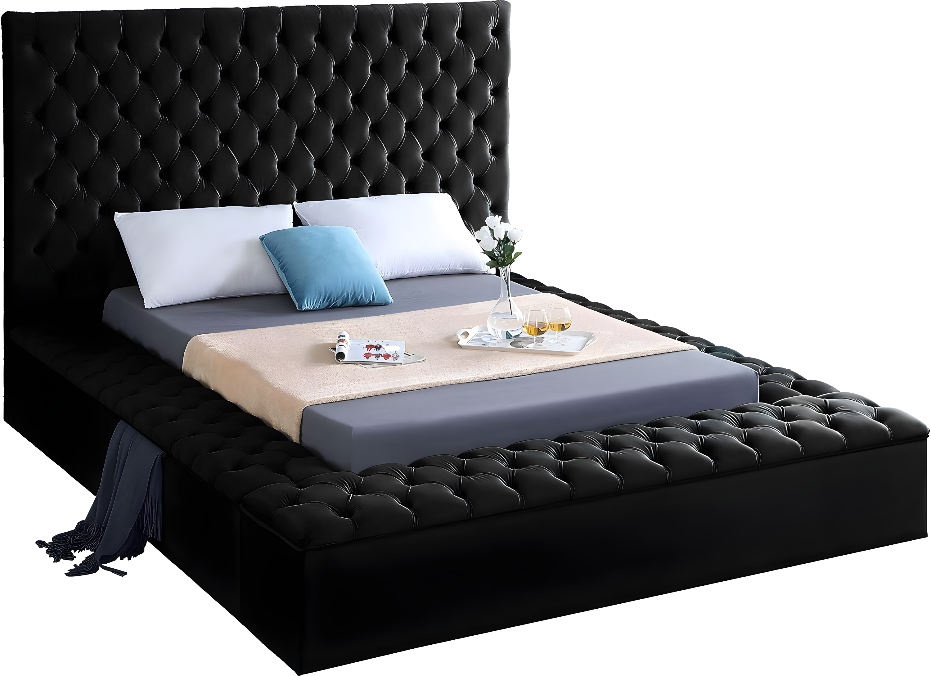 Meridian Furniture Bliss Modern Wood Storage Platform Bed, King, Green