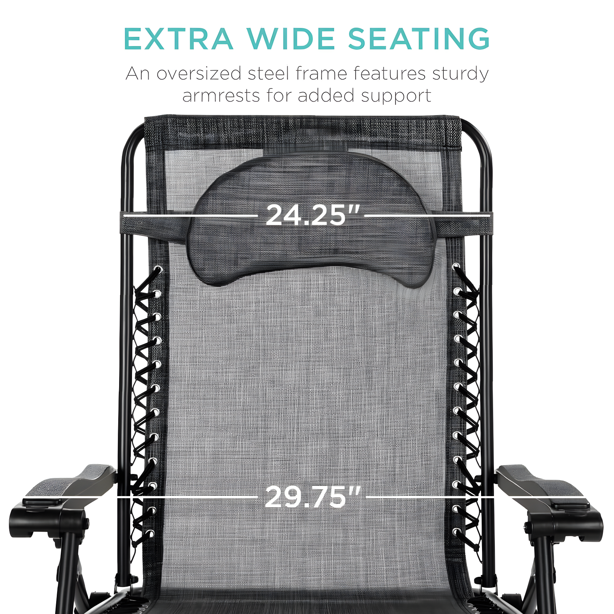 Black Steel Zero Gravity Lounge Chair with Gray Textilene Fabric