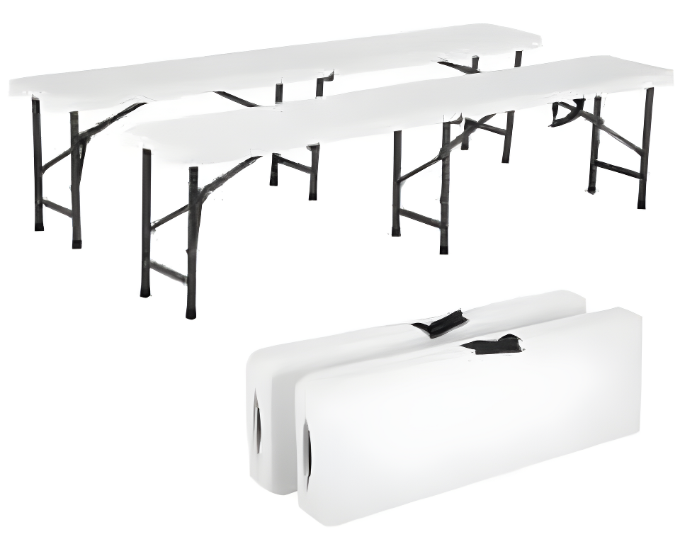 CL.HPAHKL Banco Plegable de 6 Pies, Banco Plegable de Plástico para Exteriores, Banco de Picnic Impermeable HDPE Suave, Banco de Jardín con Asa de Transporte, Tapete Antideslizante para Picnic, Camping, Comedor, Blanco (1 Paquete)
