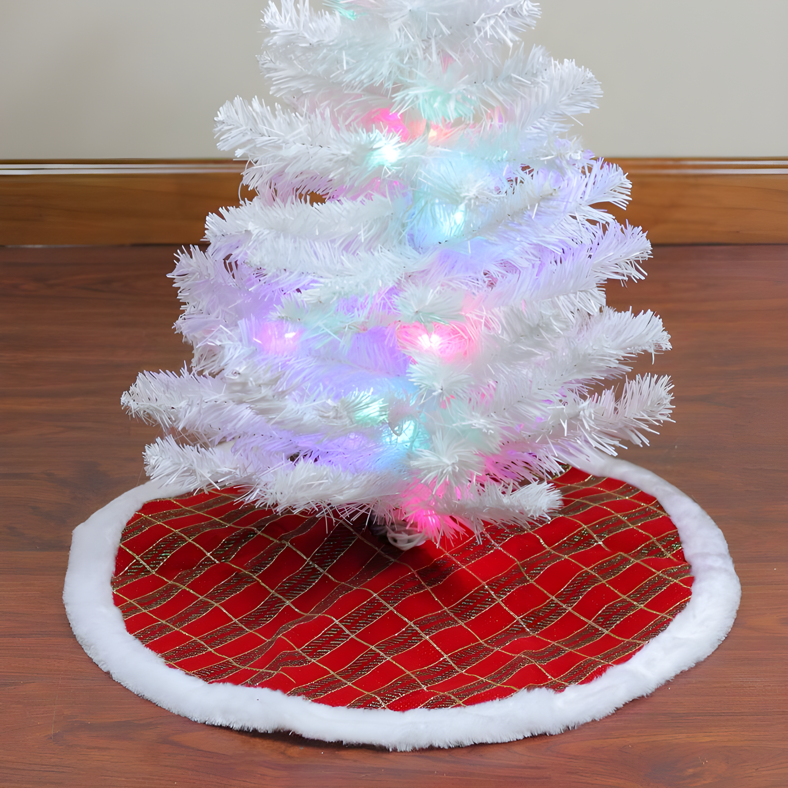 Northlight Seasonal 20" Red and Gold Plaid Glittered Mini Christmas Tree Skirt
