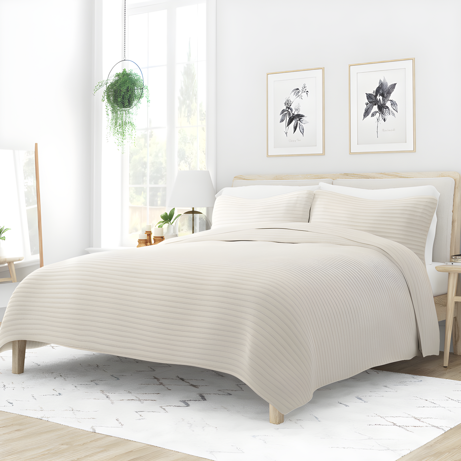 Becky Cameron Becky Cameron Lightweight All Season Stripe Stitch Quilt Set with Shams