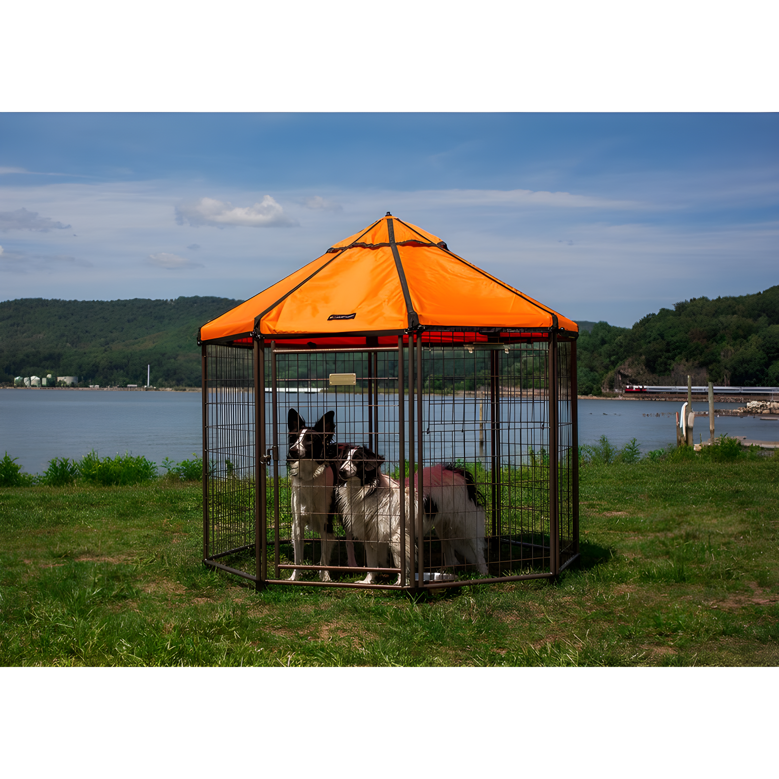 Pet Gazebo Dog Kennel Play Pen with Market Top Canopy