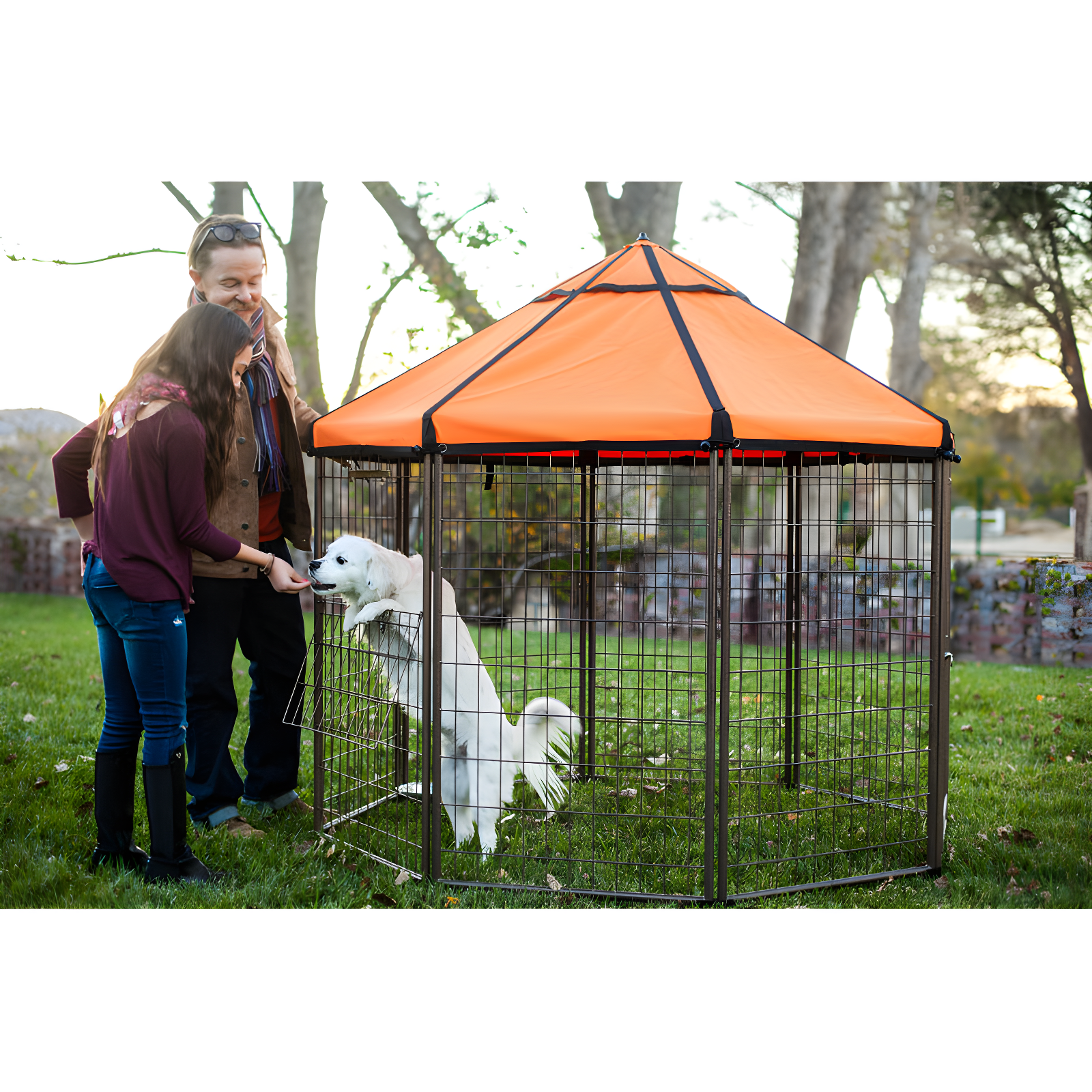 Pet Gazebo Dog Kennel Play Pen with Market Top Canopy