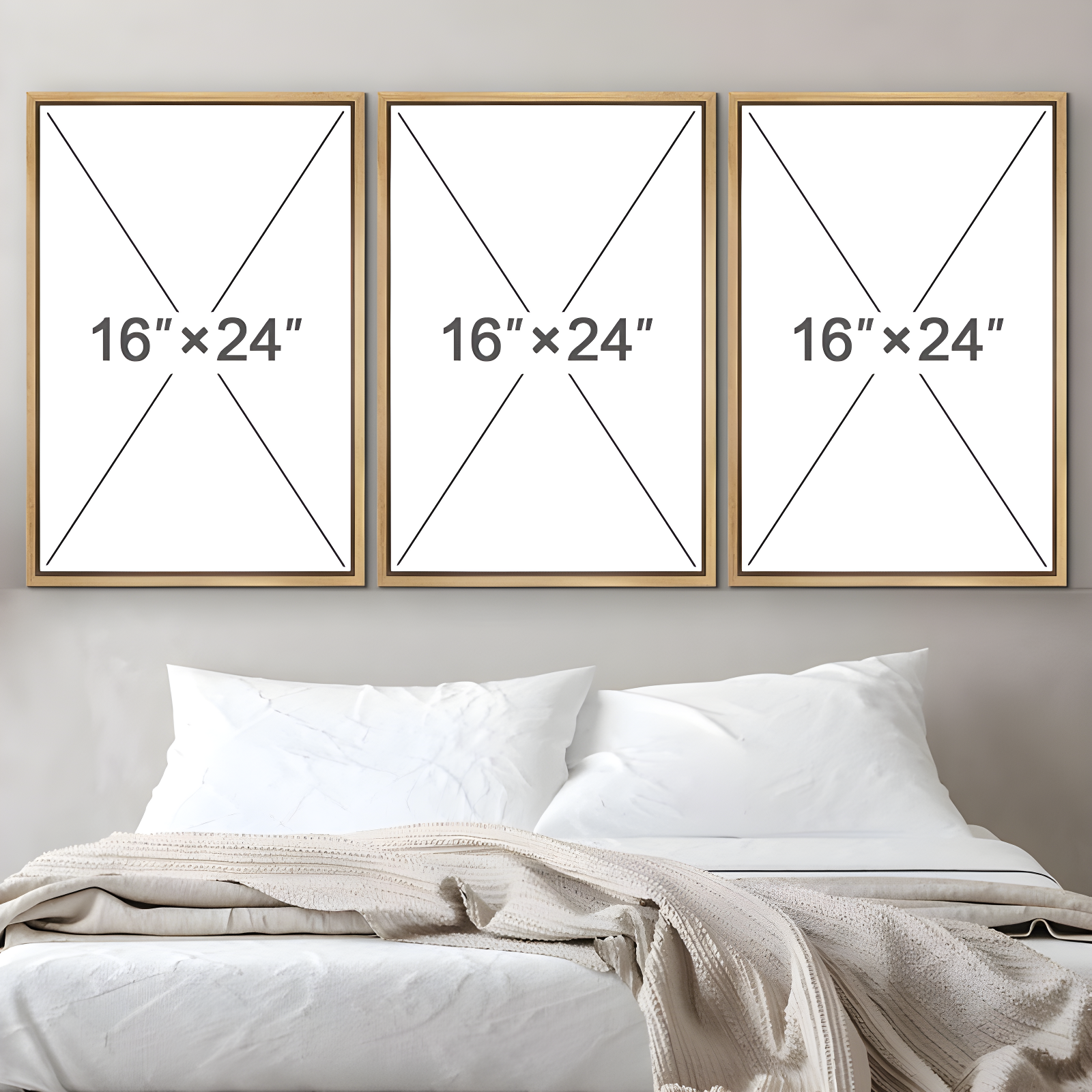 Mid Century Modern Boho Bright Nordic Abstract  Living Room Framed Canvas 3 Pieces Print Wall Art