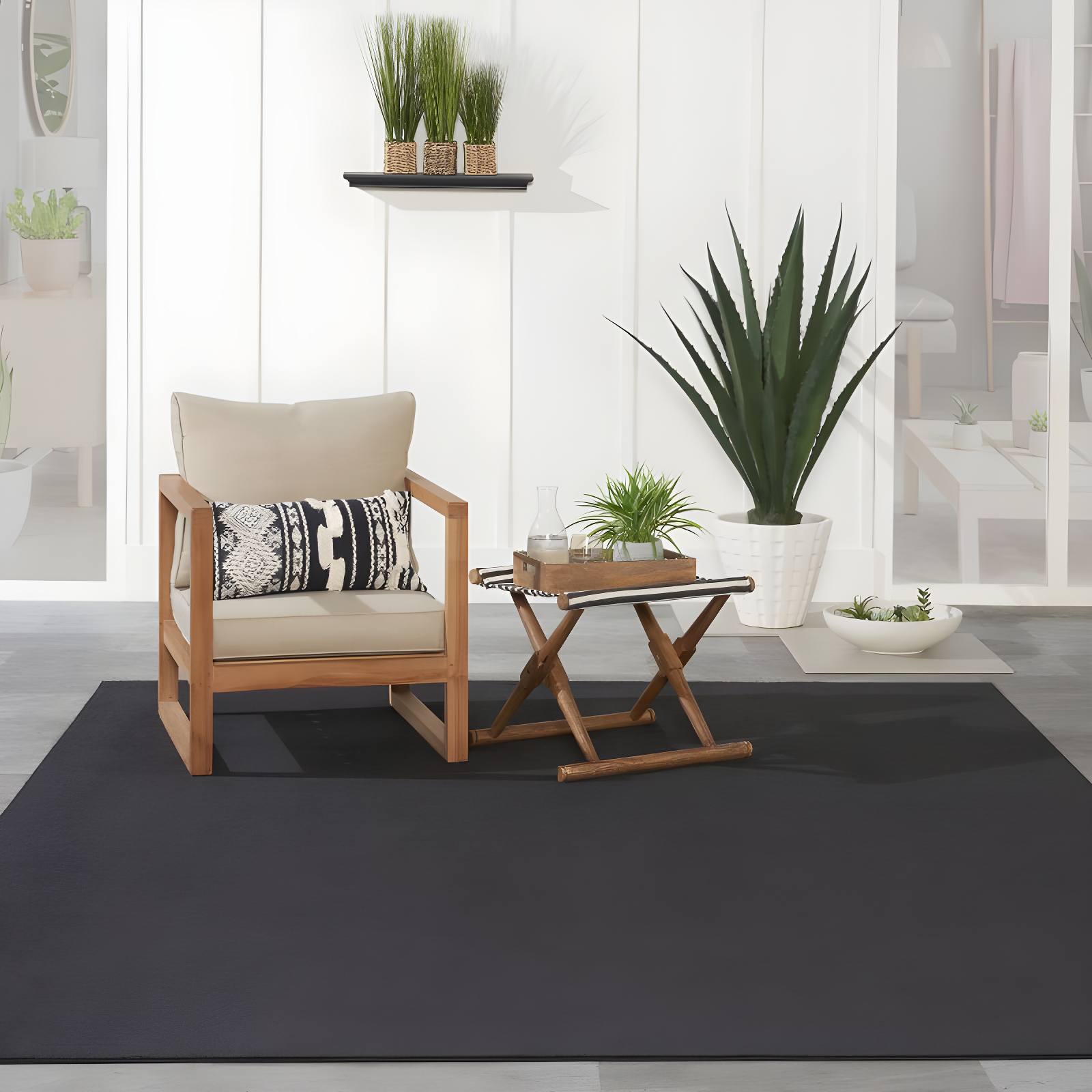 Nourison Essentials Easy Care Indoor Outdoor Area Rug - Black 7' x 10'