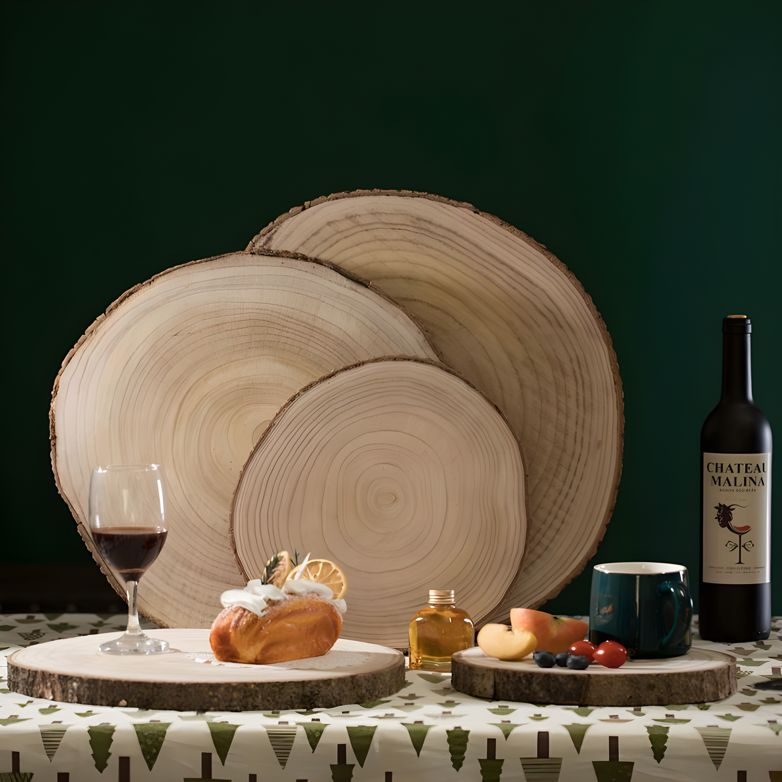 Vintiquewise Barky Natural Wood Slabs Rustic Ornament Slice Tray Table Charger - Set of 5