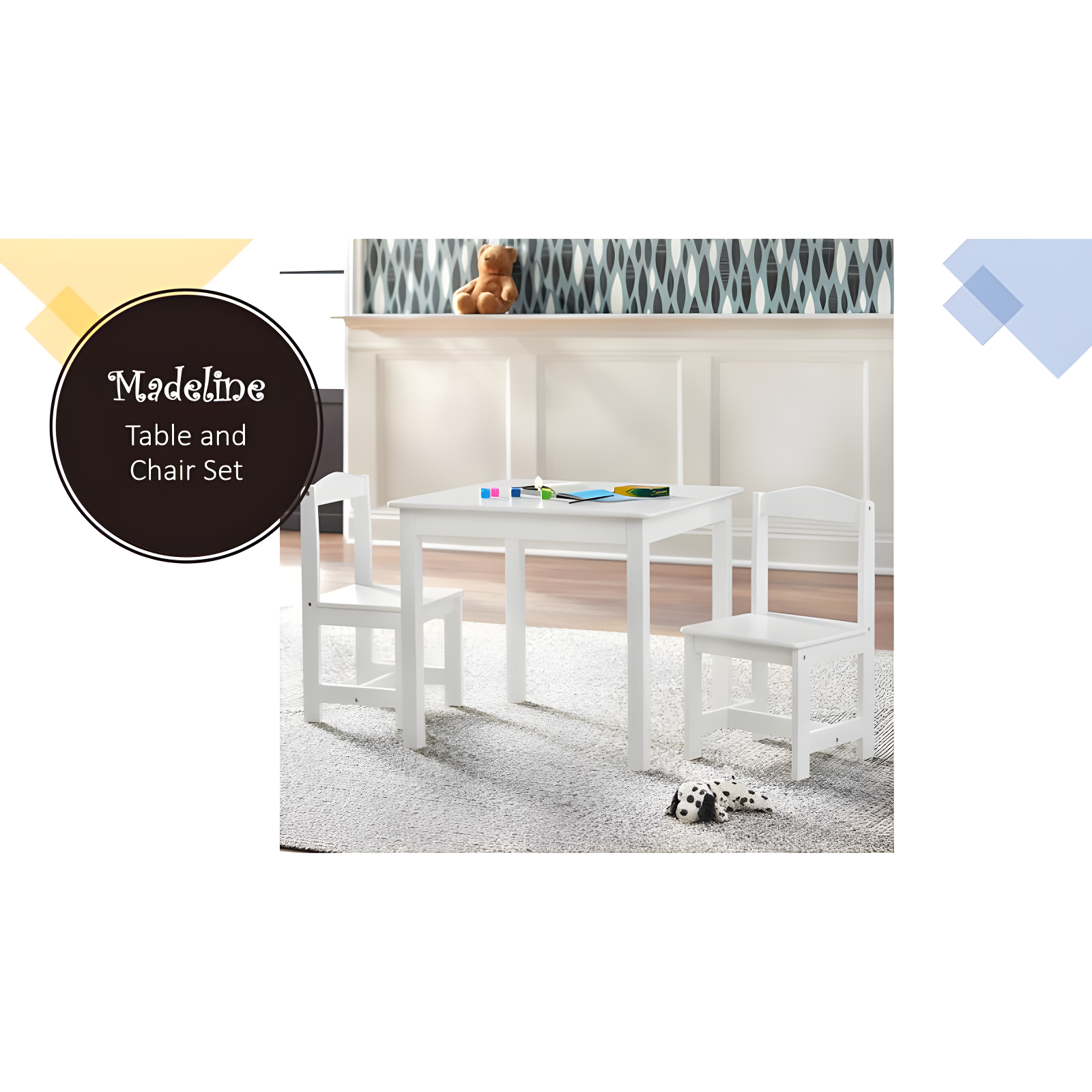 3pc Madeline Kids' Table and Chair Set Espresso - Buylateral: Toddler Table Set, MDF & Laminate, 50 lb Capacity