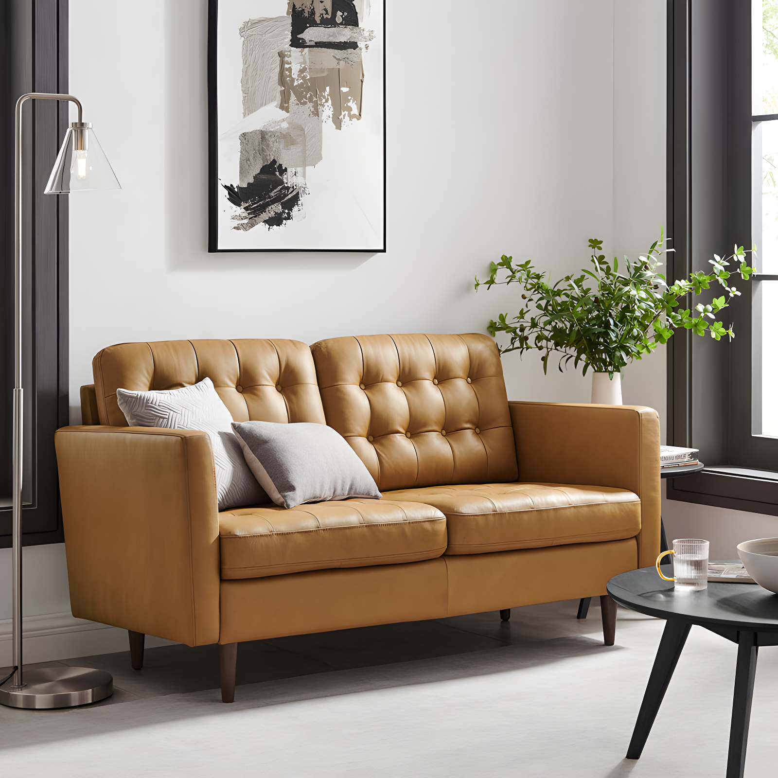 Modway Exalt Tufted Leather Loveseat