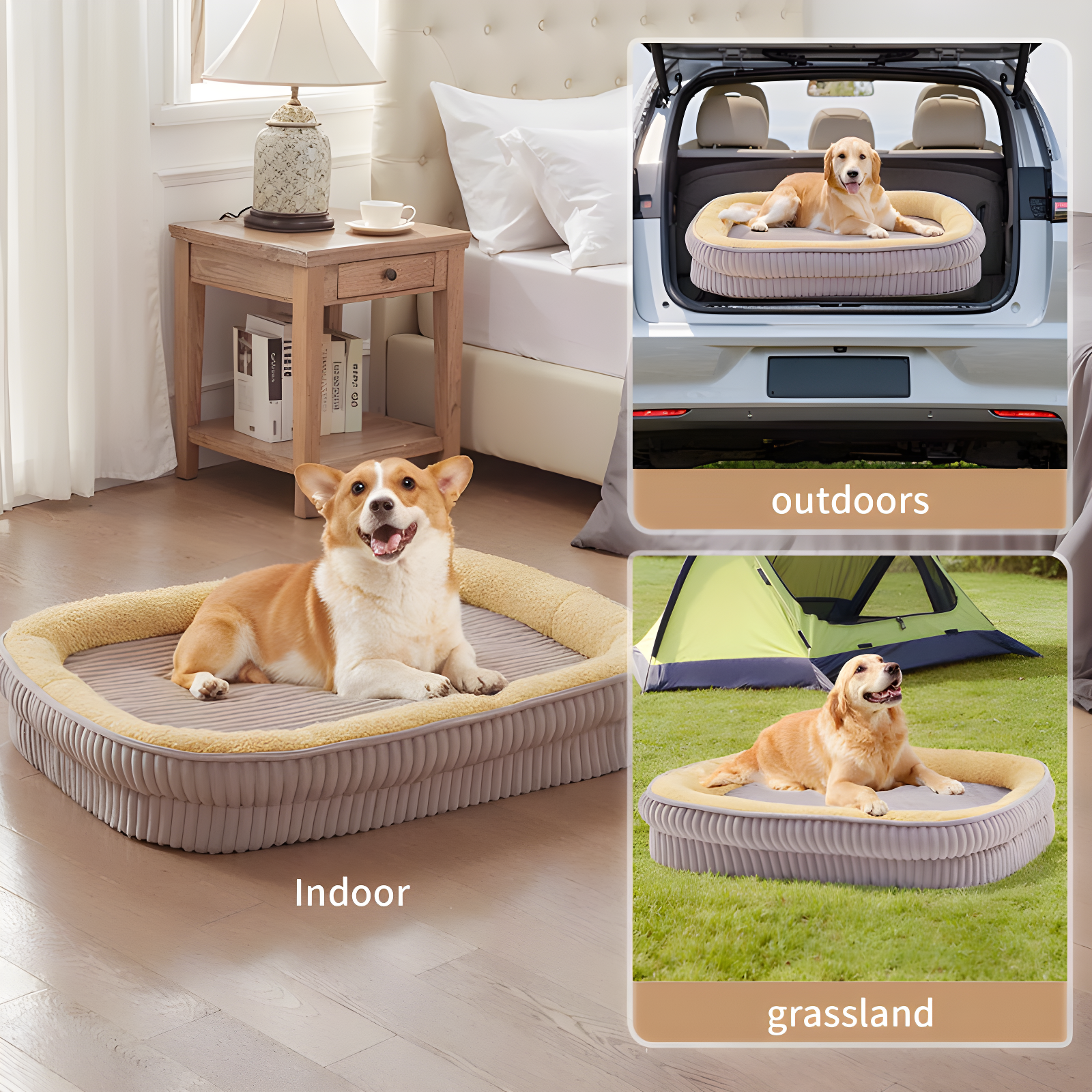 Dog Bed for Puppy, Oval Cat Beds, Pet Couch Bed with Four Sided Bolster