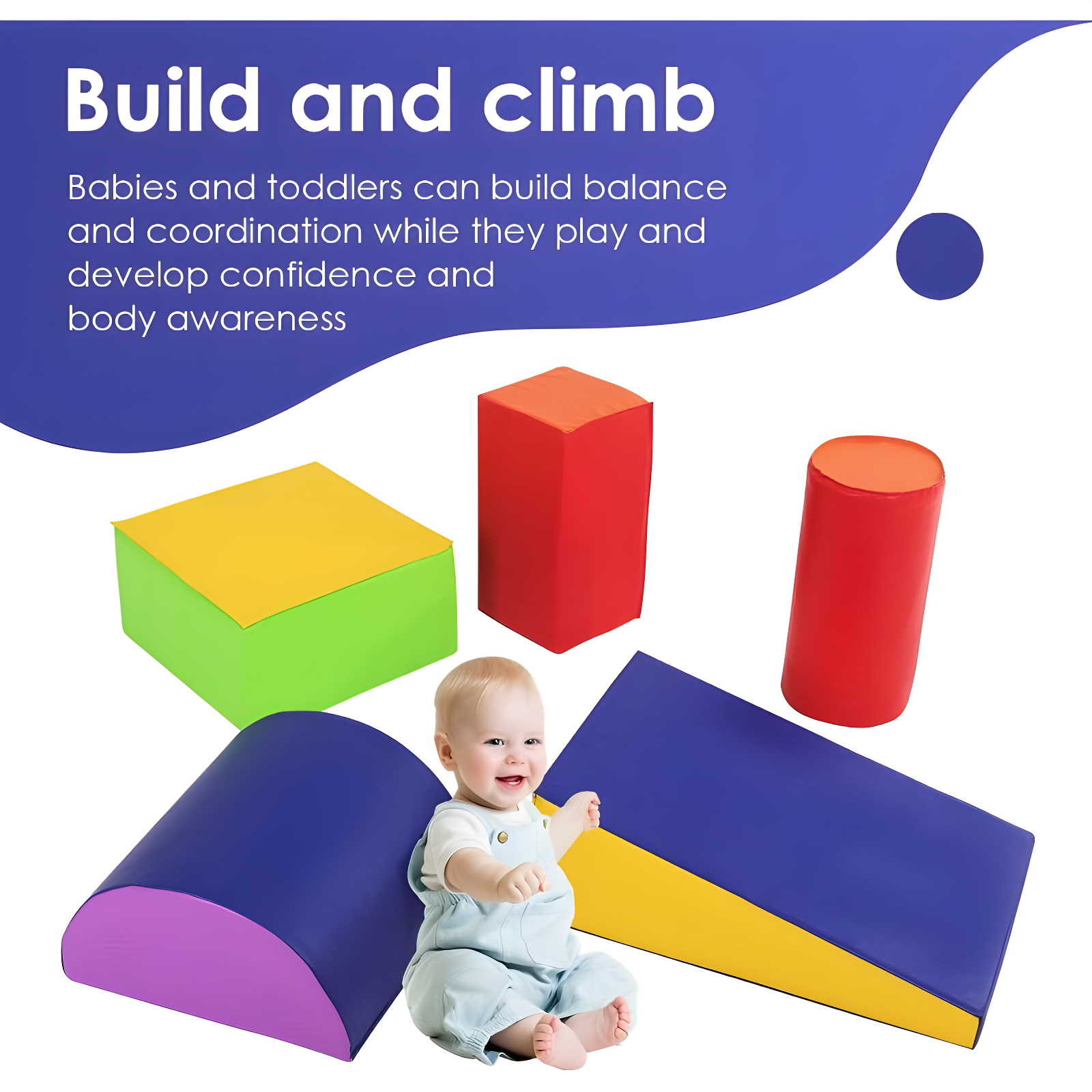 FDW Climbing Toys Soft Play Climbing 5-Piece for Toddlers and Kids, CM