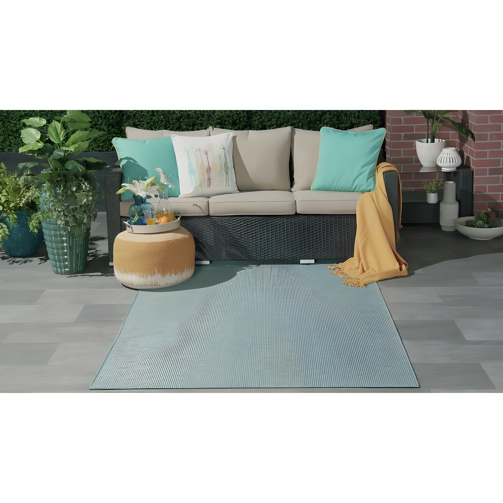 Nourison Positano POS01 Indoor/outdoor Area Rug - Blue/Green 5' x 7'