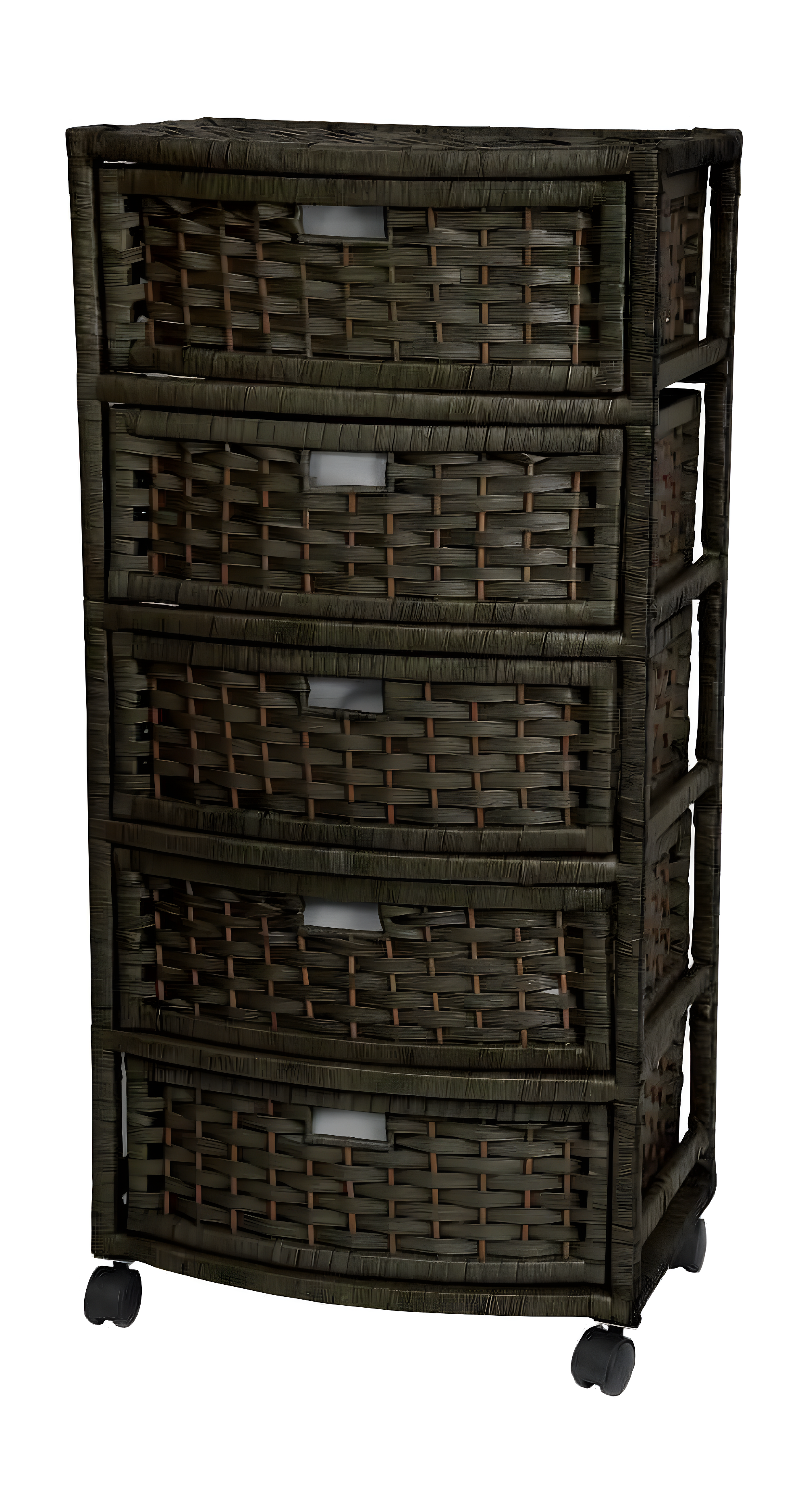 Oriental Furniture Natural Fiber Chest of Drawers, 5 Drawer, Mahogany color