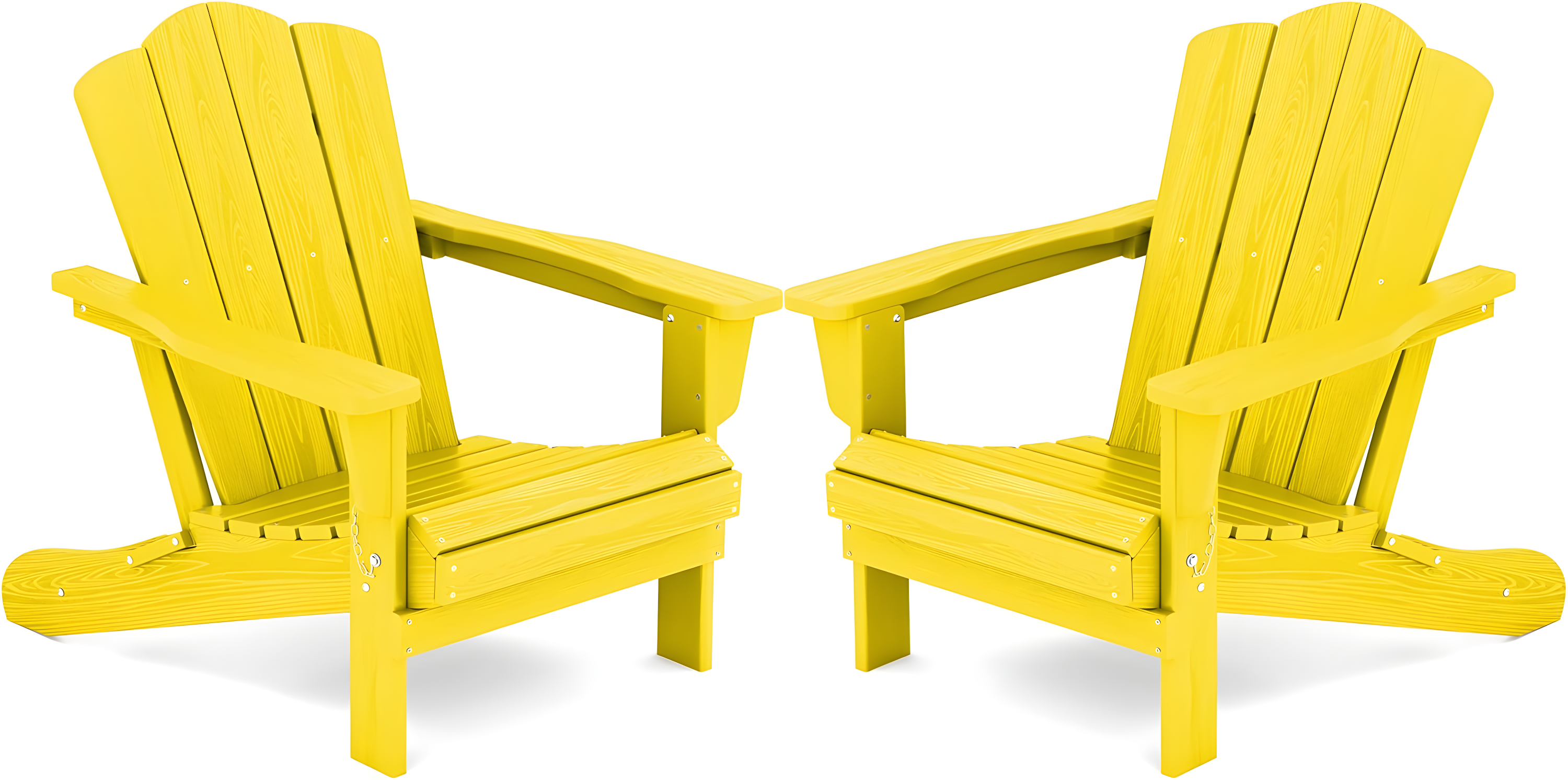 KINGYES Folding Adirondack Chair Set of 2, HDPE All-Weather Folding Adirondack Chair, Yellow
