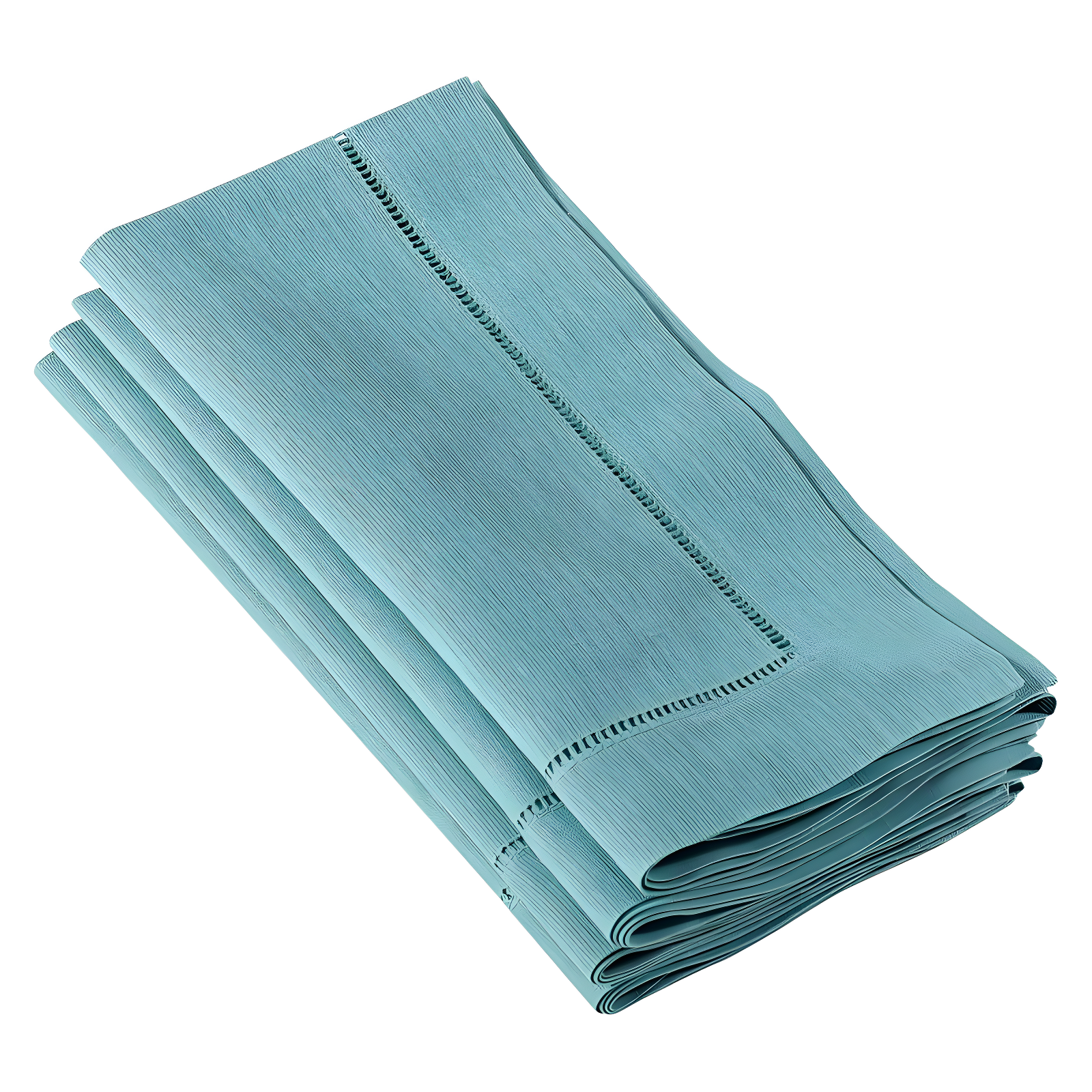 Hemstitched Dinner Napkins Sea Green (Set of 4): Saro Lifestyle, Machine Washable, Linen Blend