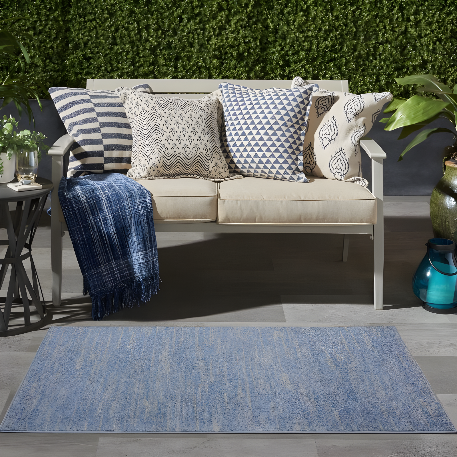 Nourison Nourison Essentials NRE01 Indoor/outdoor Area Rug - Blue/Grey 3' x 5'