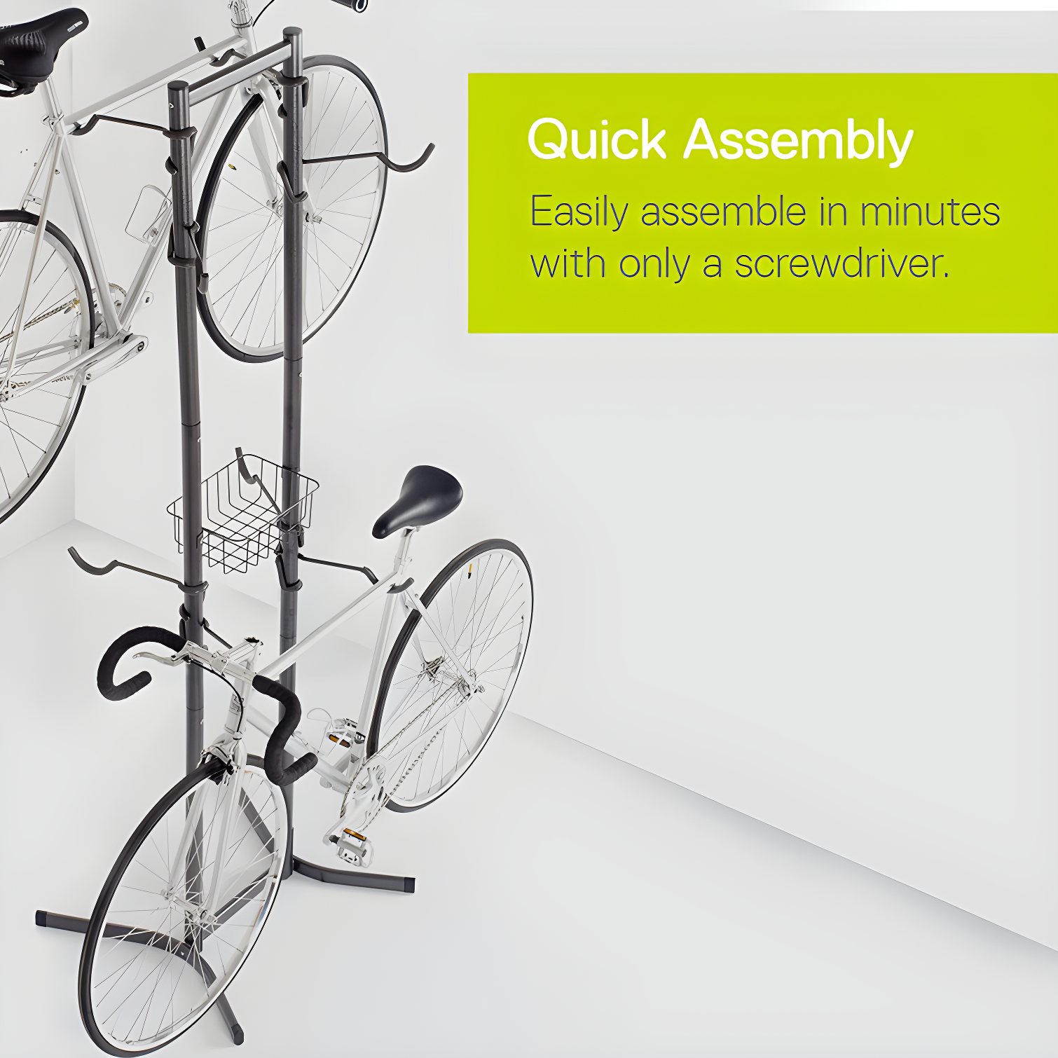 Four Bike Free-Standing Rack With Basket