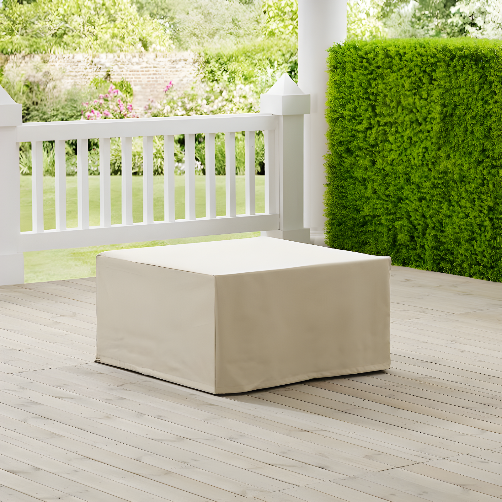 Crosley Outdoor Square Table & Ottoman Furniture Cover Tan: Heavy Gauge Vinyl, Waterproof