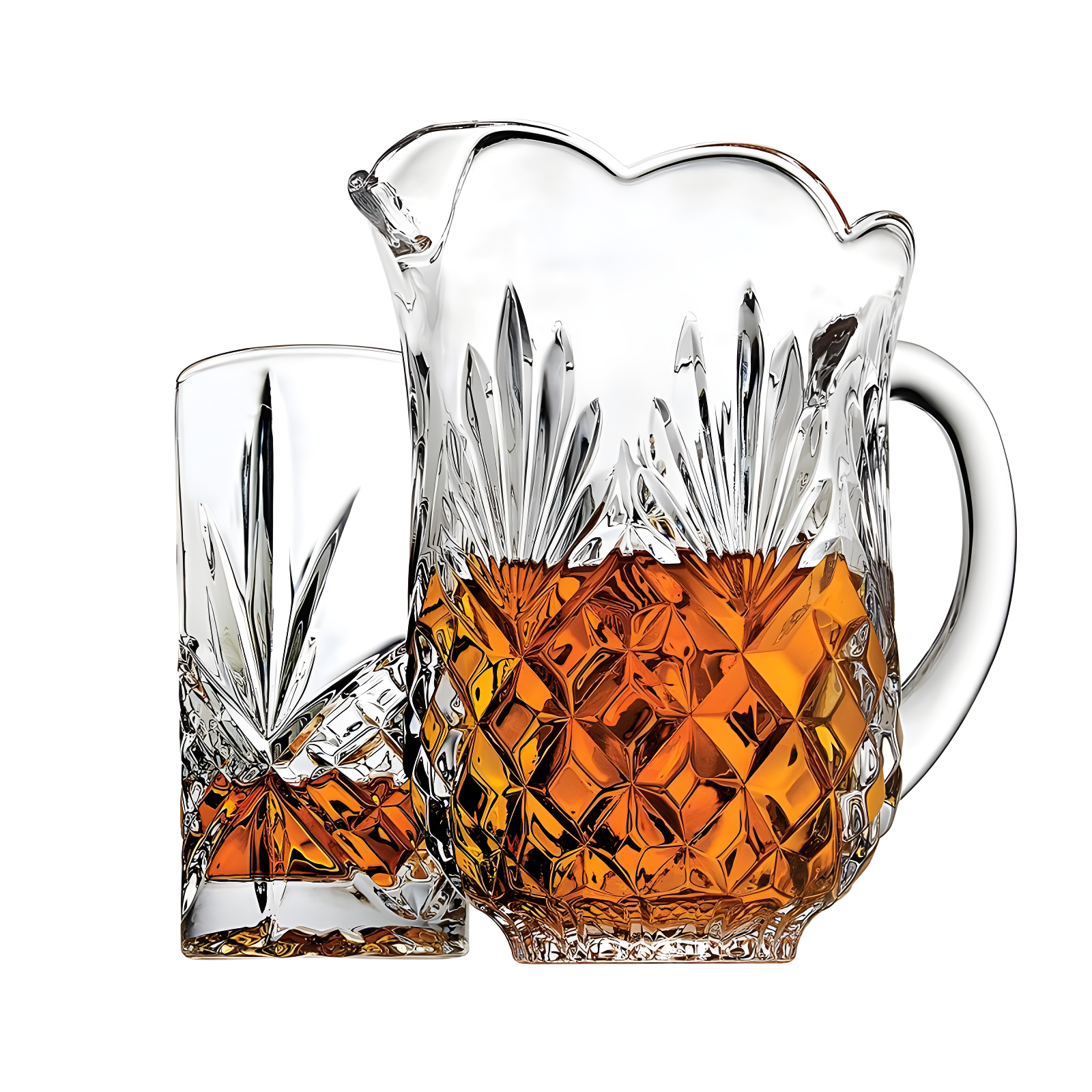 Godinger Silver 5pc Dublin Crystal Pitcher and Highball Set: Hand Wash, Clear Crystal, Service for 4, Hot/Cold Beverages