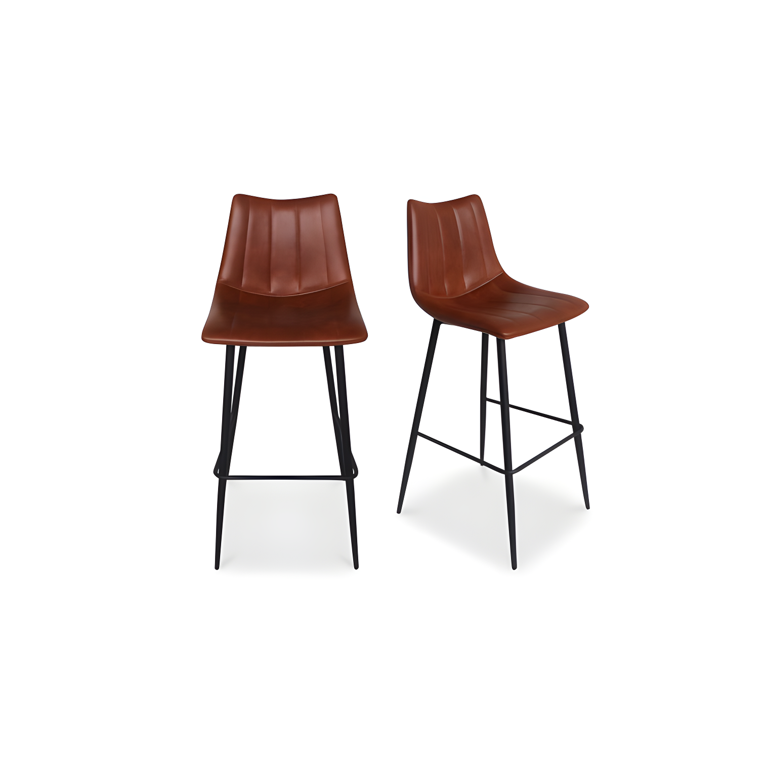 Moe's Home Collection Alibi 30" Faux Leather Bar Stools in Brown (Set of 2)