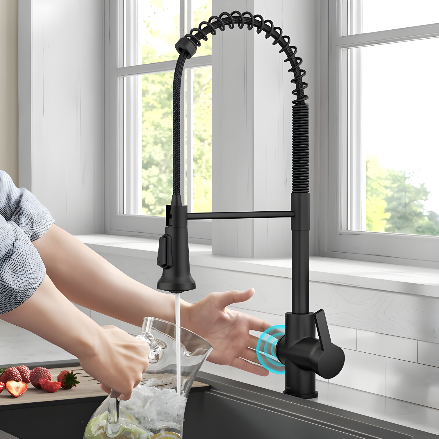 KRAUS Britt Touchless Sensor Commercial Single Handle Pull Down Kitchen Faucet