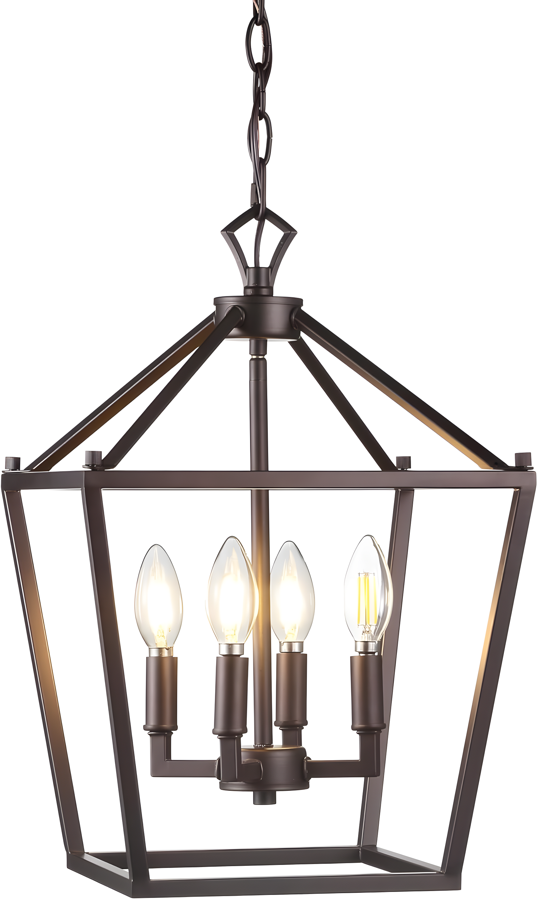 Pagoda 12" 4-Bulb Lantern Metal LED Pendant, Oil Rubbed Bronze