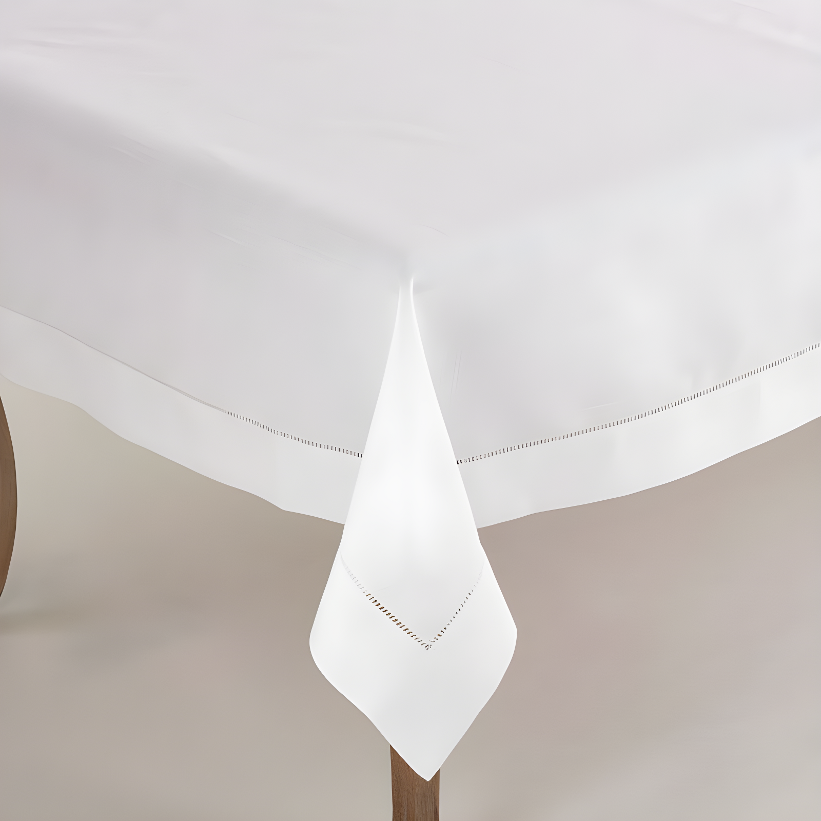 Saro Lifestyle Tablecloth With Hemstitch Border Design, 90"x90", White