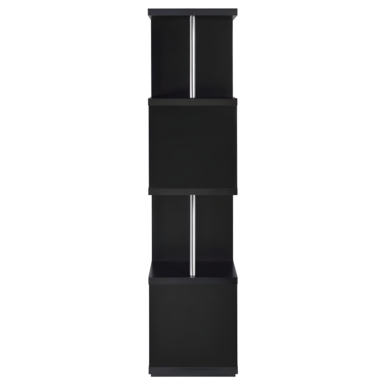 66.5" Baxter 4 Shelf Zig Zag Bookcase with Chrome Details Black - Coaster: Modern Storage Display