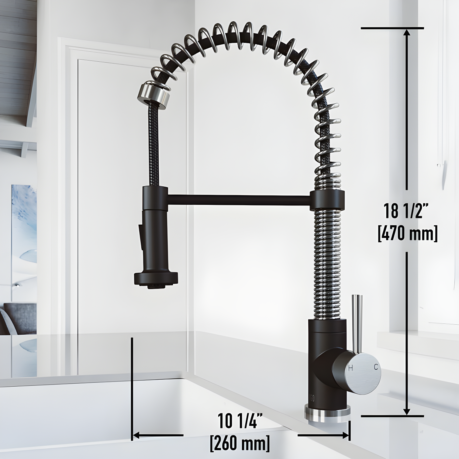 Edison 19" H 1-handle Pull-Down 2-Function Sprayer Kitchen Faucet