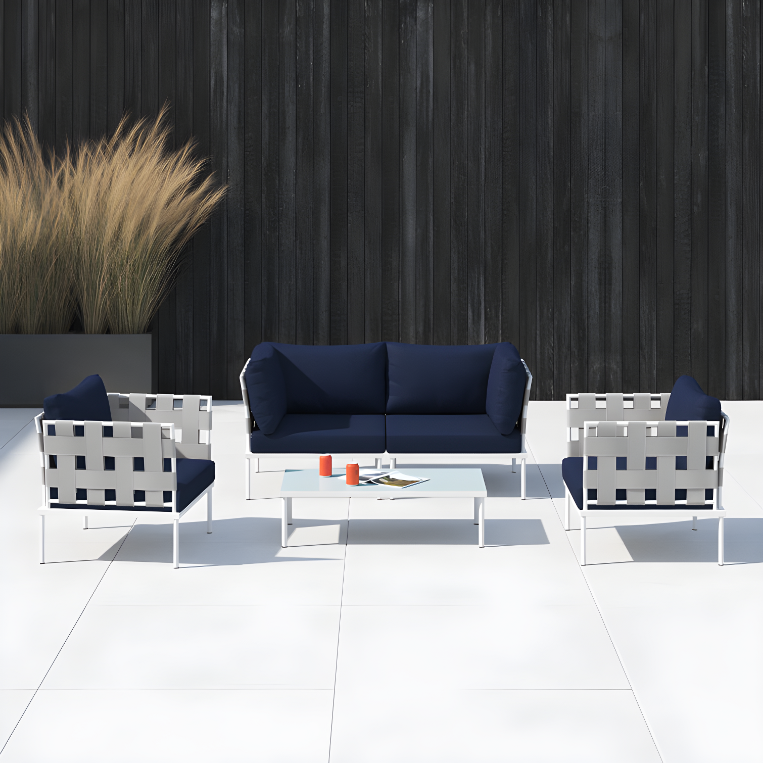 Modway Harmony 5 Piece Outdoor Patio Aluminum Sectional Sofa Set