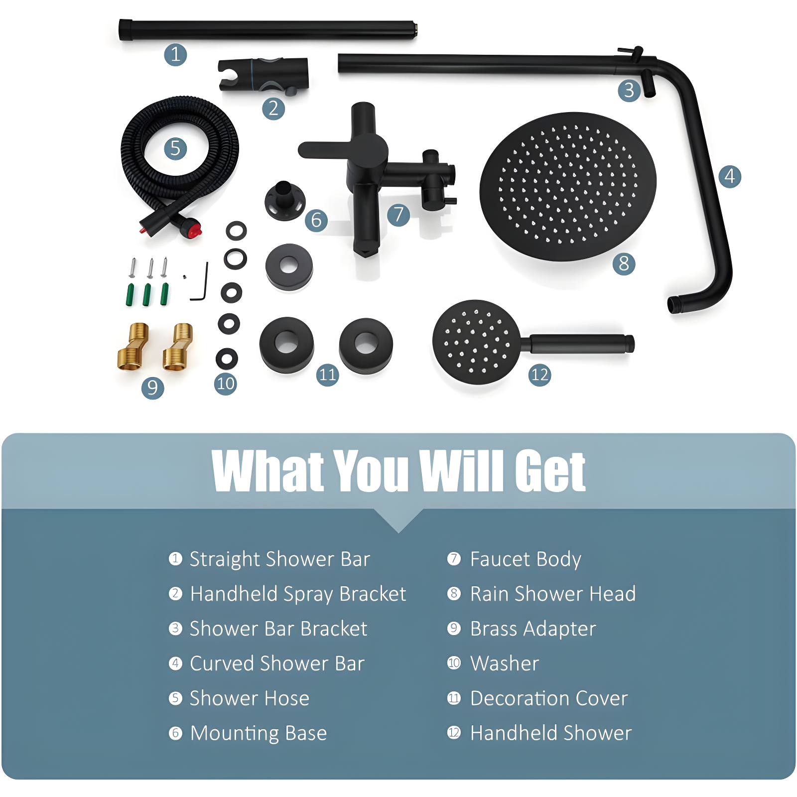 Outdoor Shower Fixture SUS304 Shower Faucet Combo Set Stainless Steel 8 Rainfall Shower Head